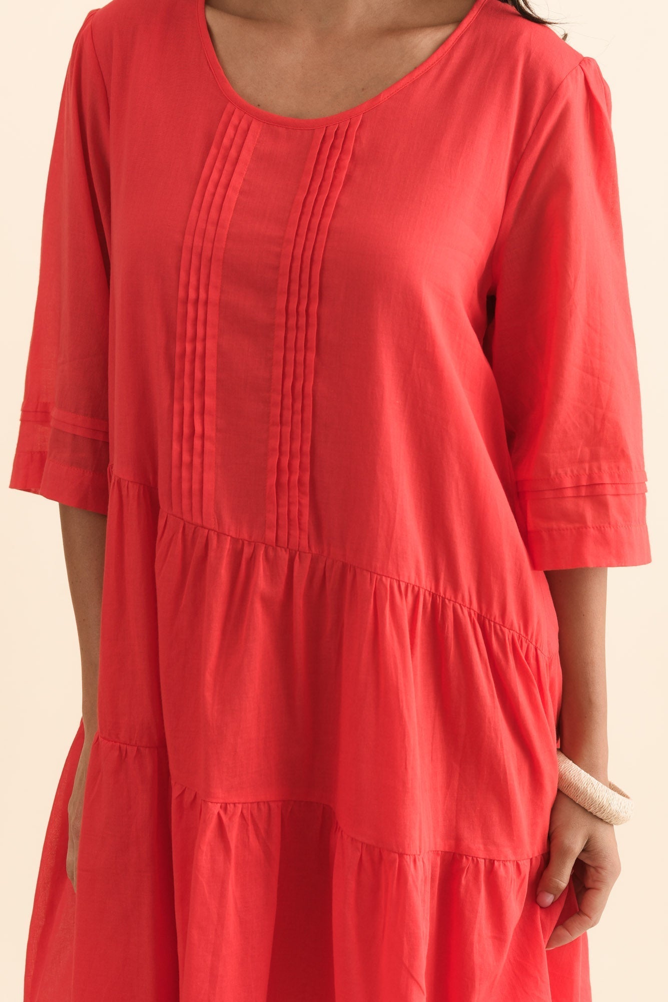 Portia Red Cotton Asymmetrical Dress