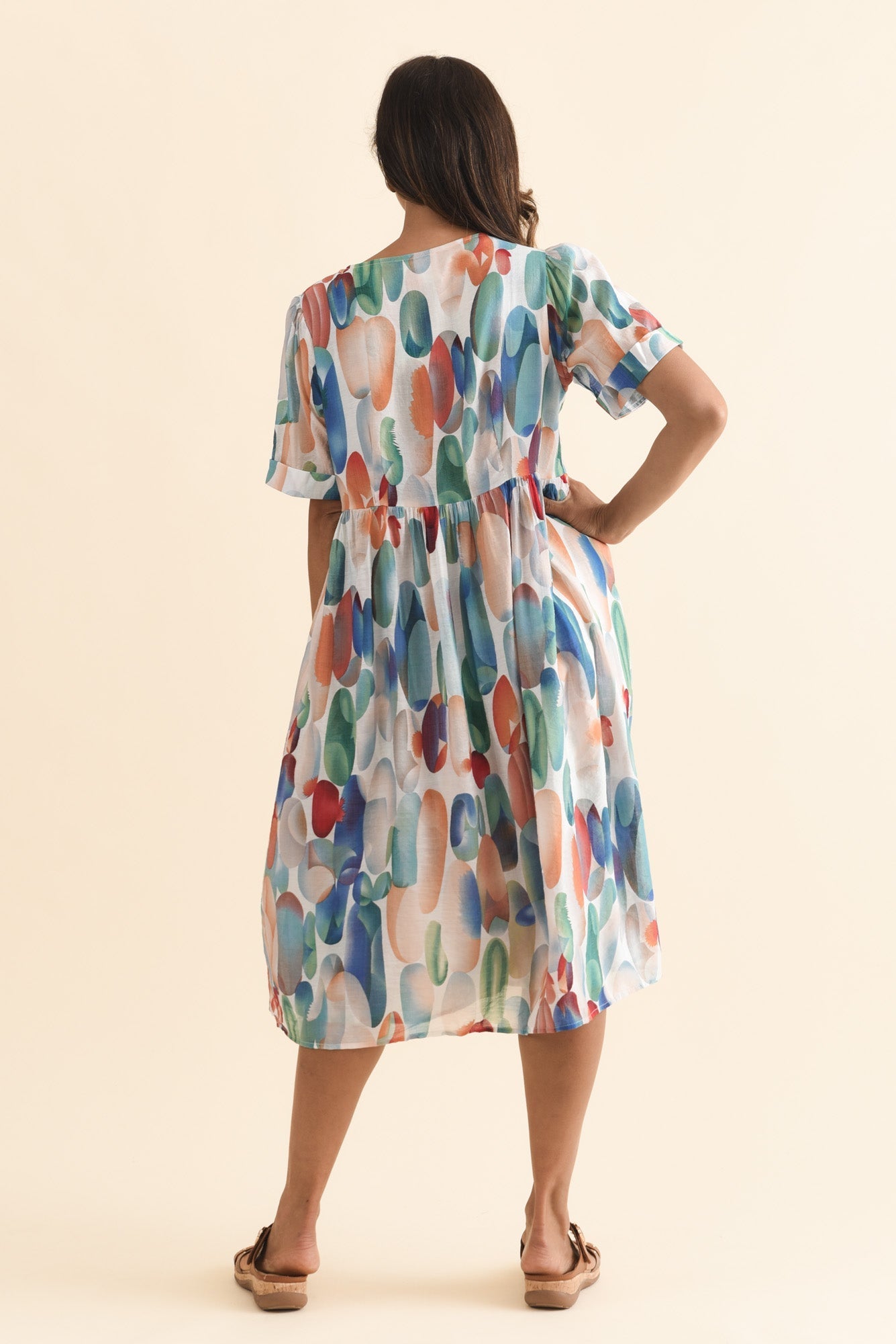 Rayna Blue Abstract Button Dress
