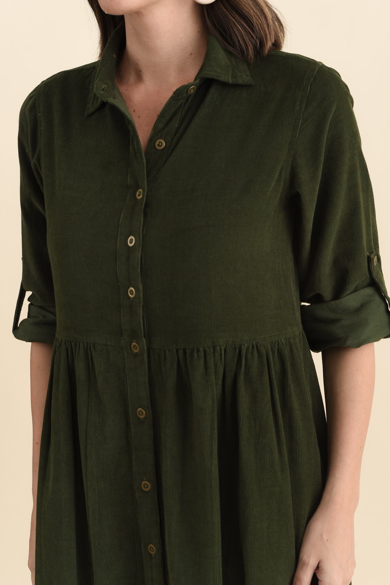 Rellie Forest Green Cotton Corduroy Dress