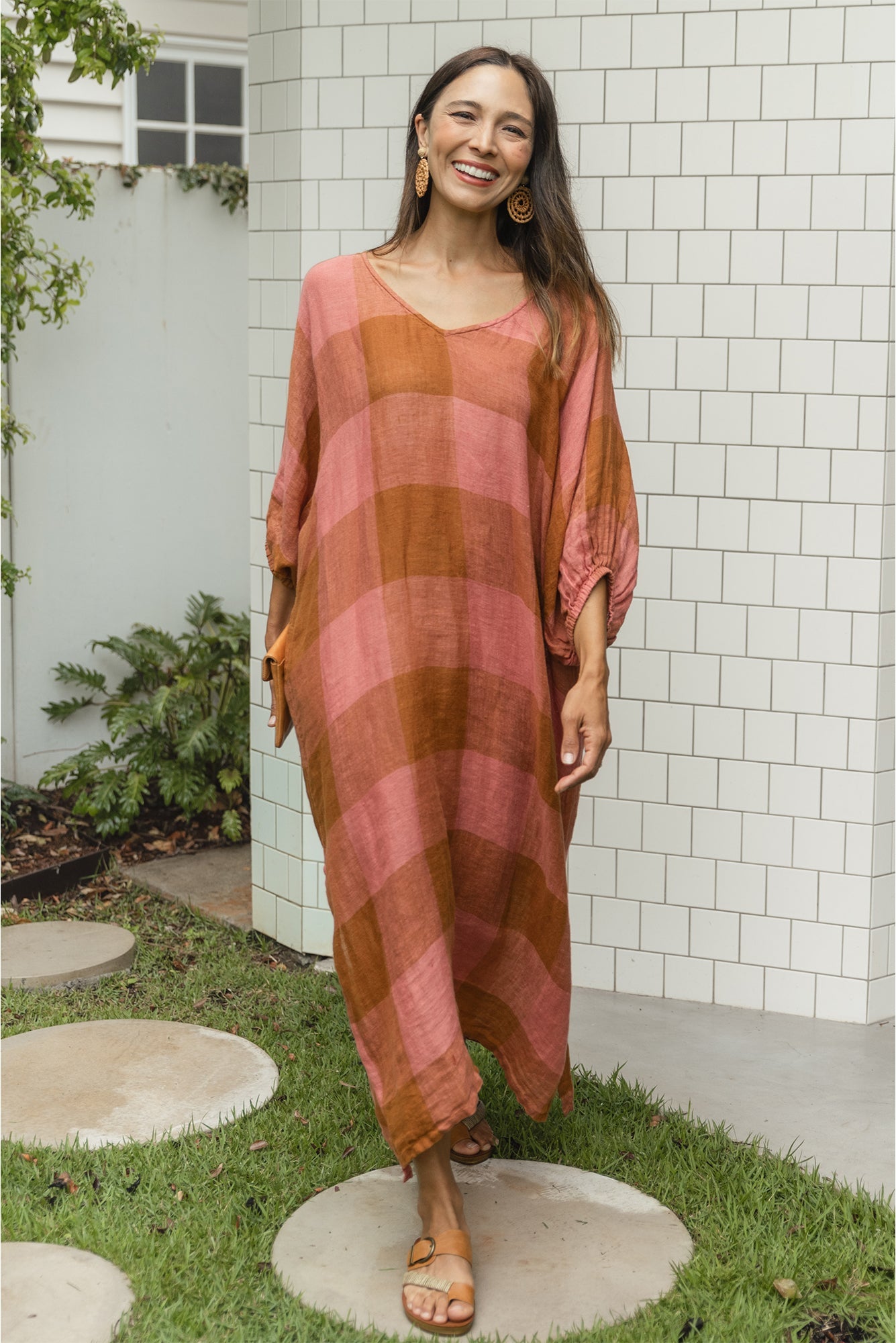 Marcel Orange Check Linen Dress