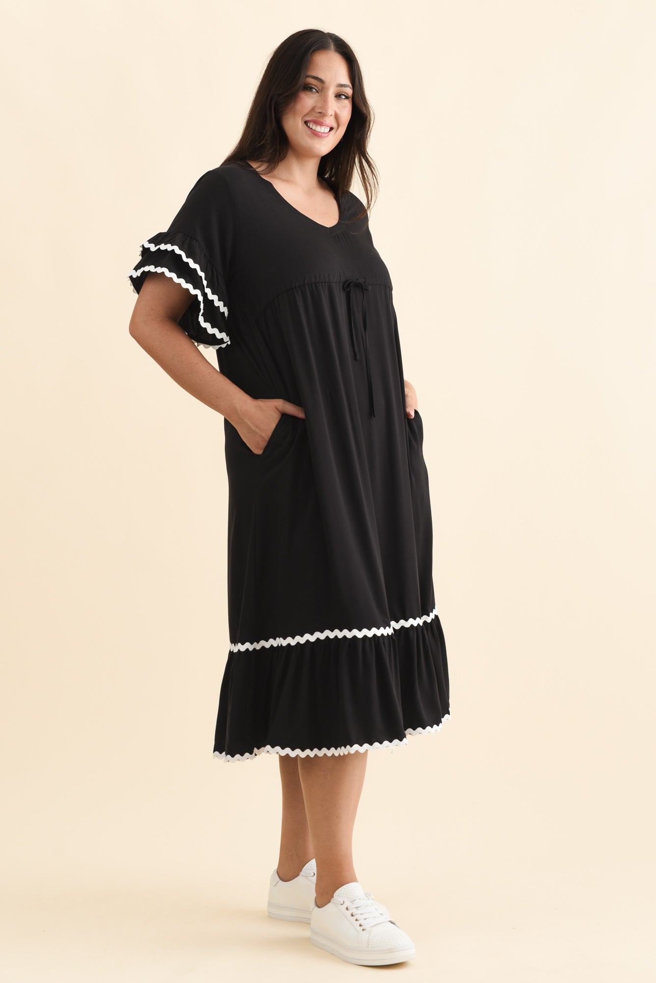 Rosemarie Black Frill Dress