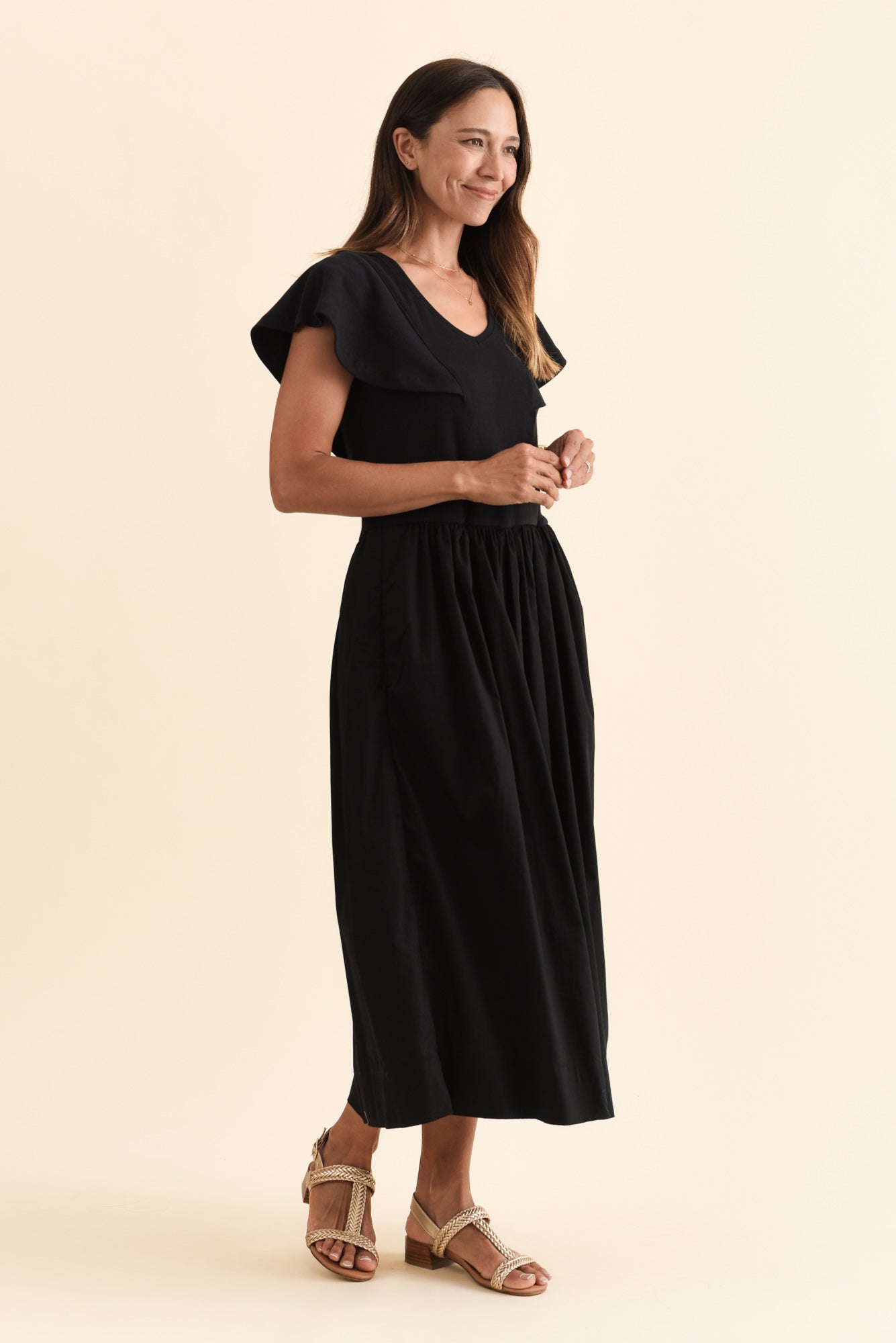 Rosie Black Cotton Maxi Dress