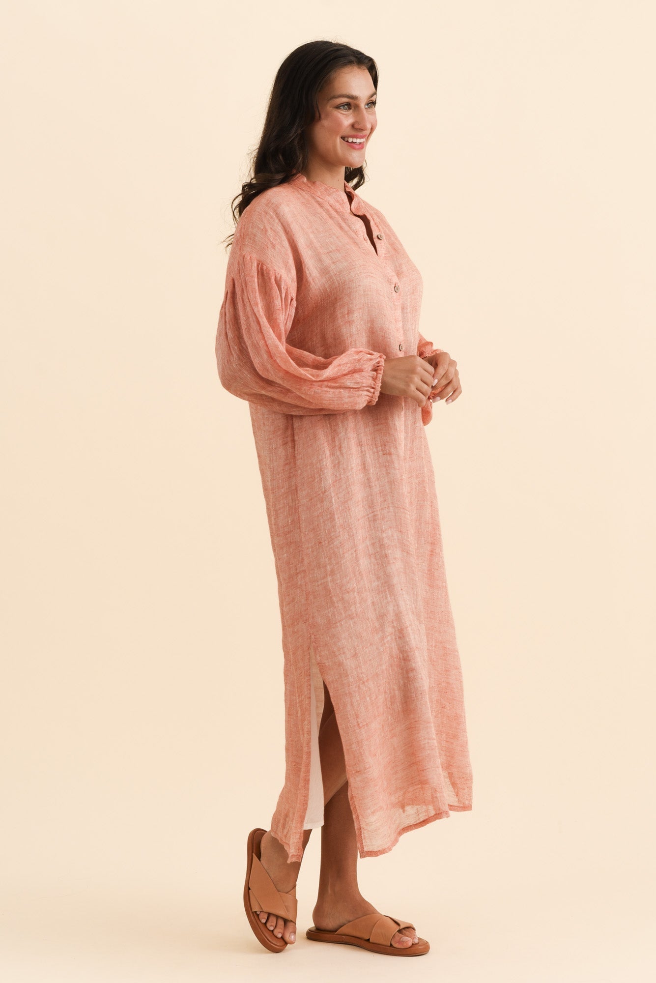 Rowena Orange Linen Dress