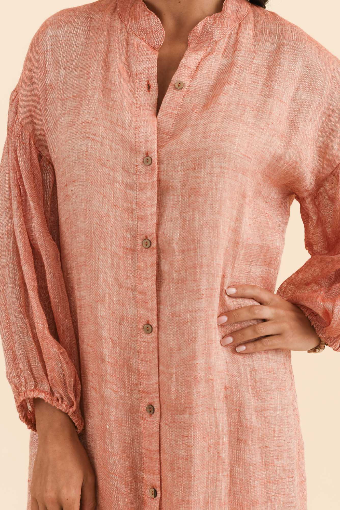 Rowena Orange Linen Dress