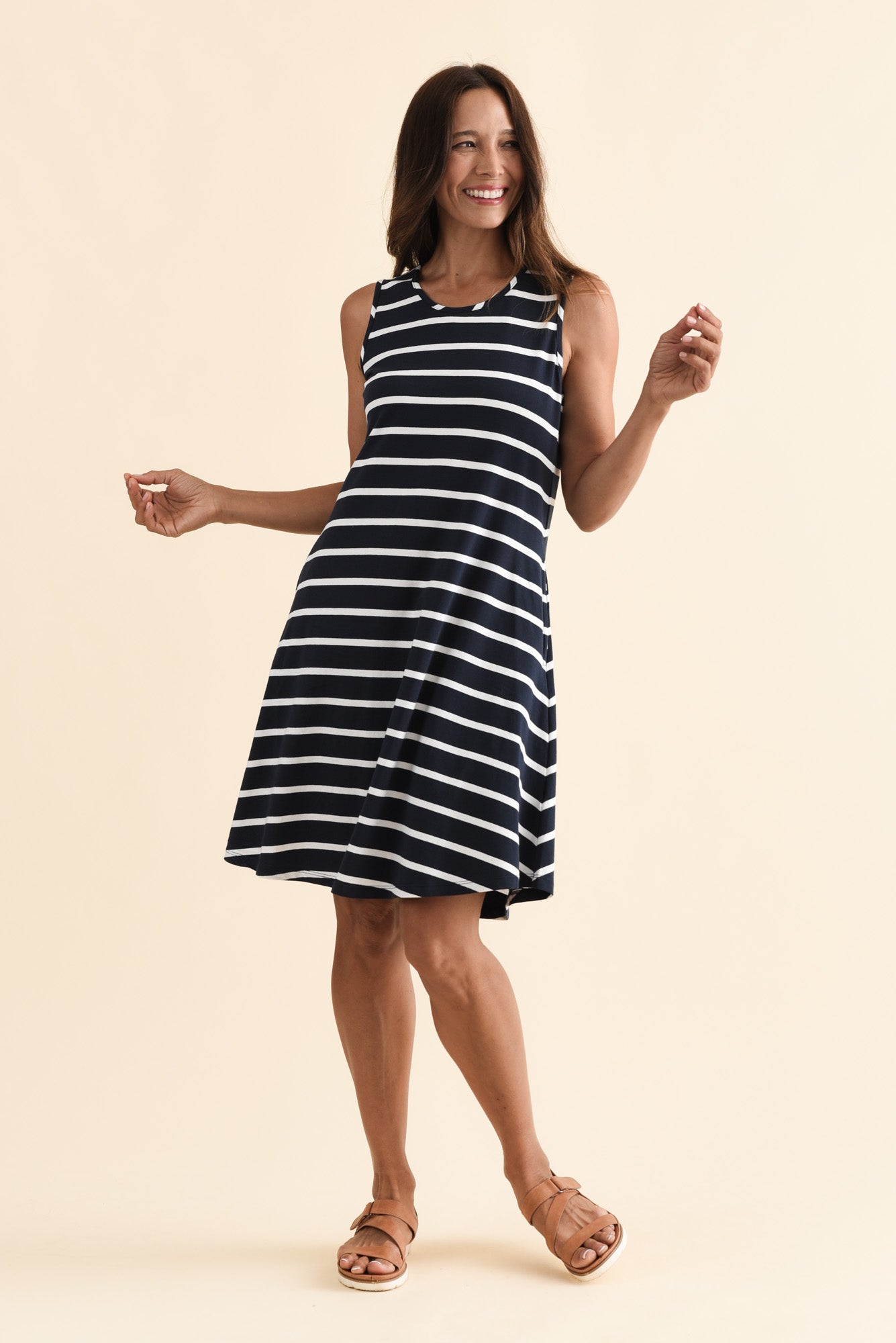 Roxanne Indigo Stripe Swing Dress