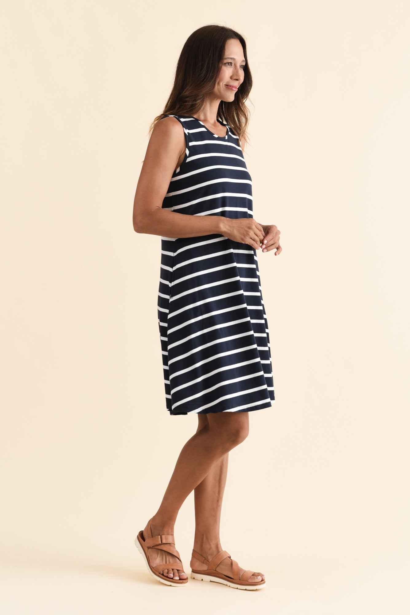 Roxanne Indigo Stripe Swing Dress