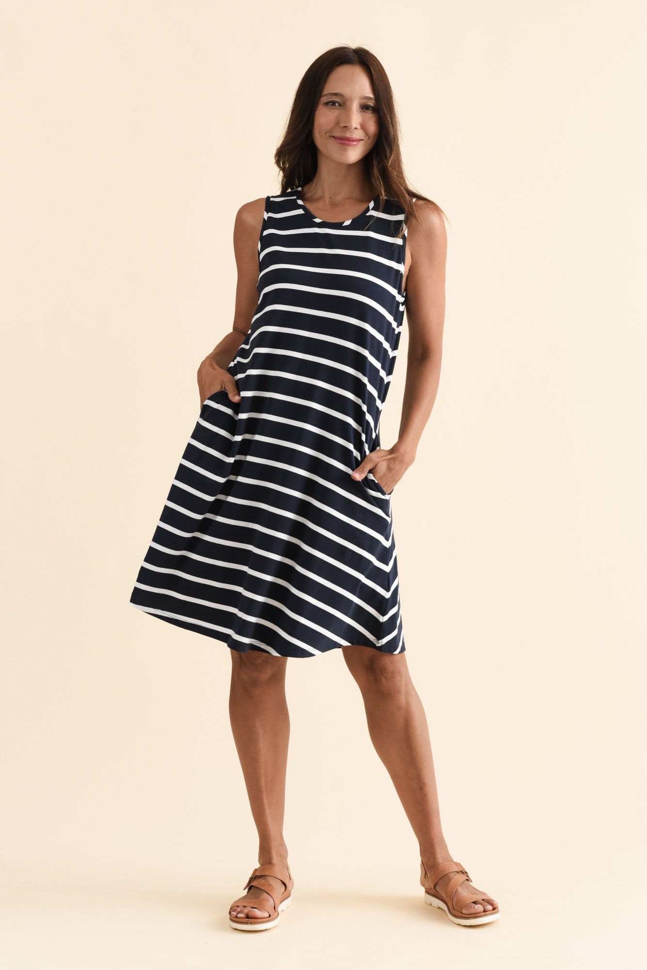 Roxanne Indigo Stripe Swing Dress
