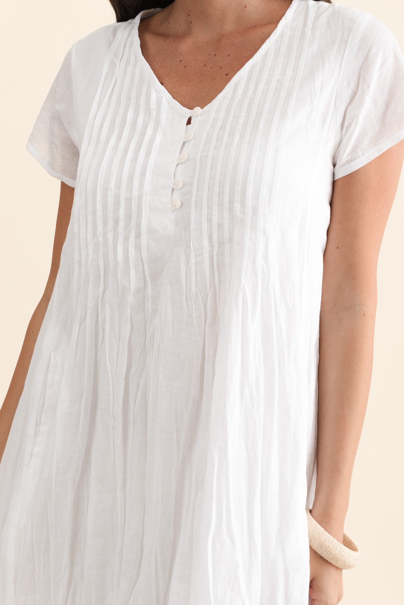 Sabina White Crinkle Cotton Dress