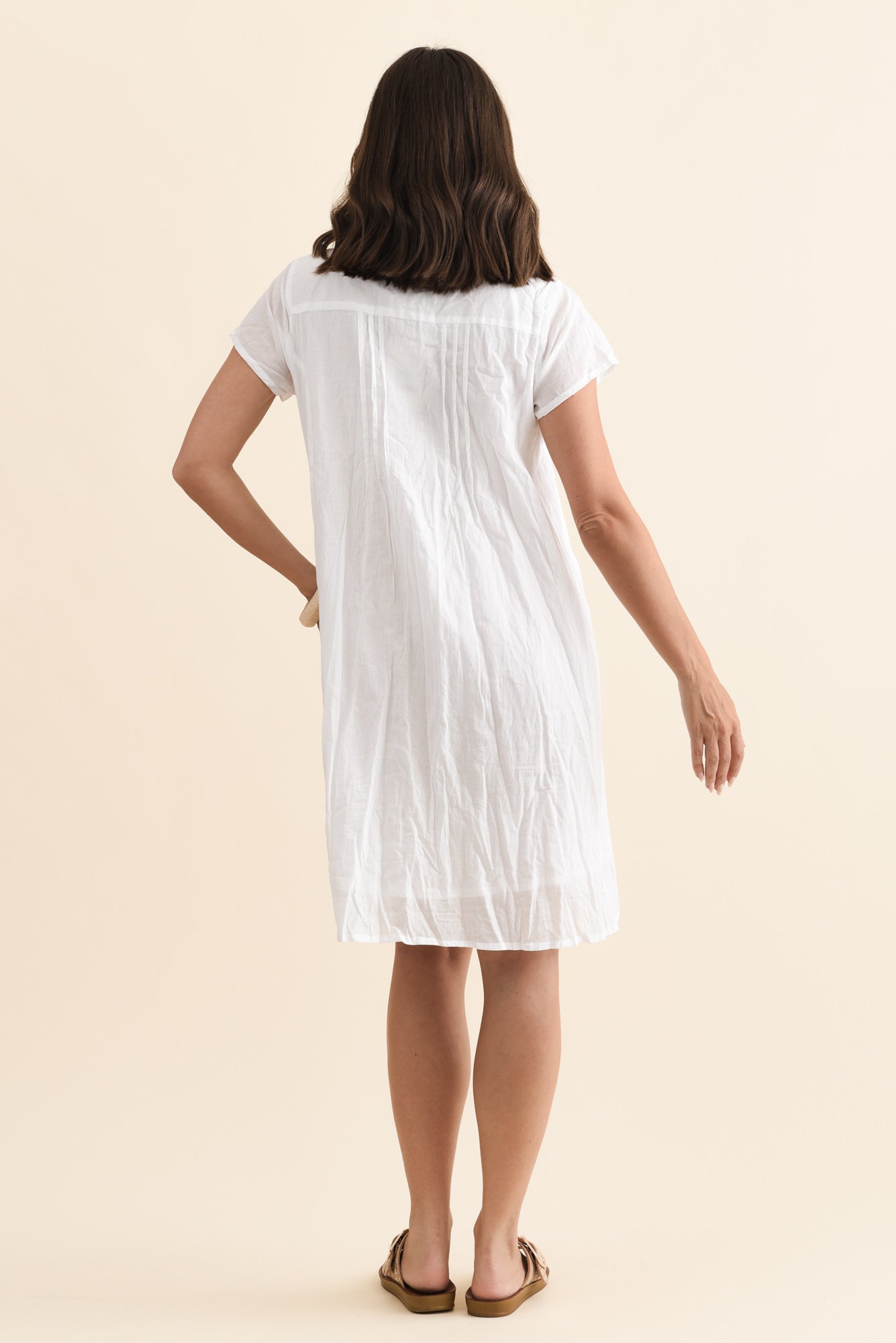 Sabina White Crinkle Cotton Dress