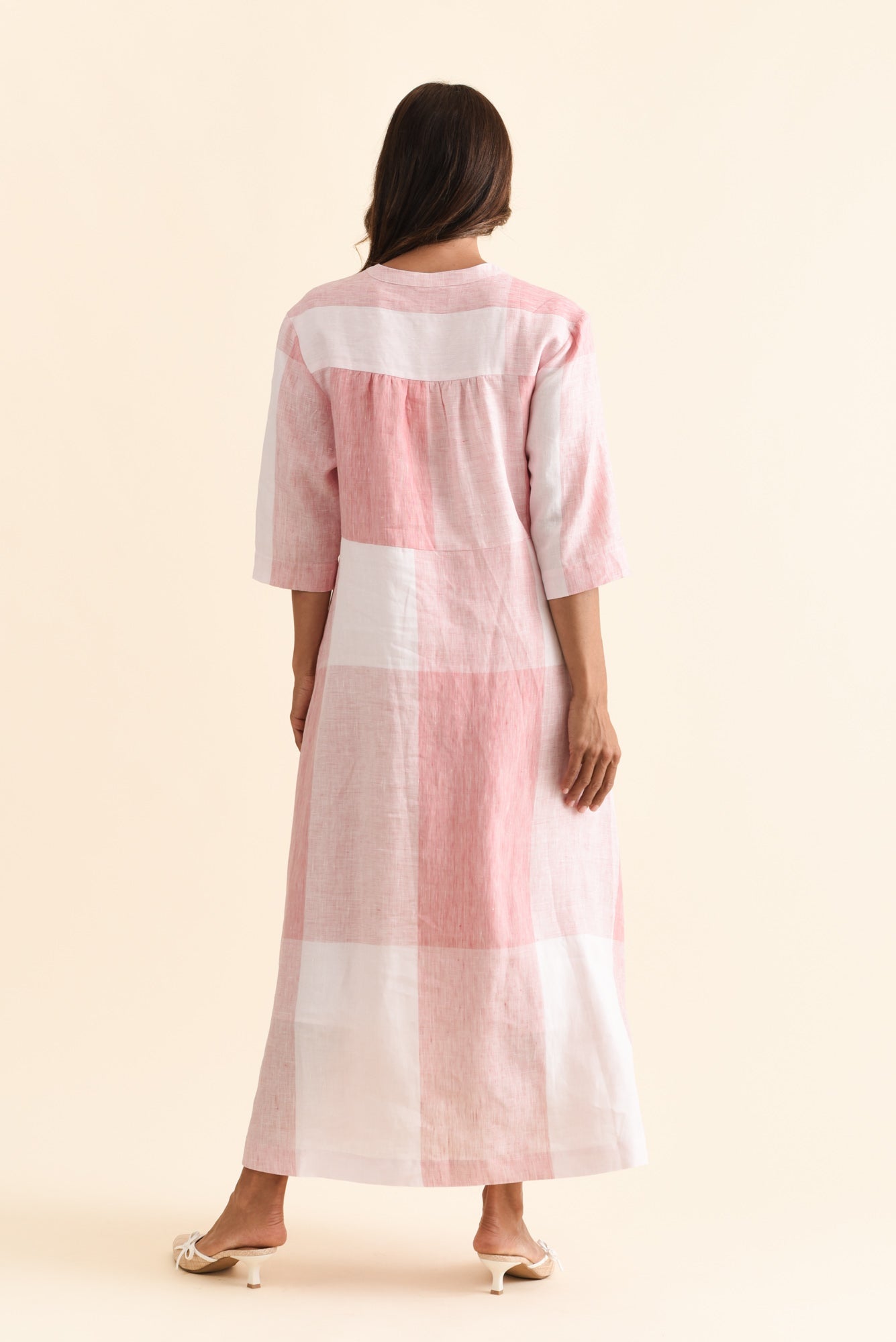 Safria Pink Check Linen Dress
