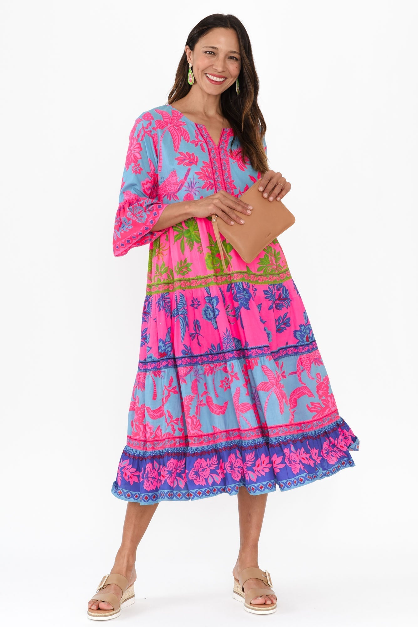 Samara Pink Pineapple Cotton Tier Dress