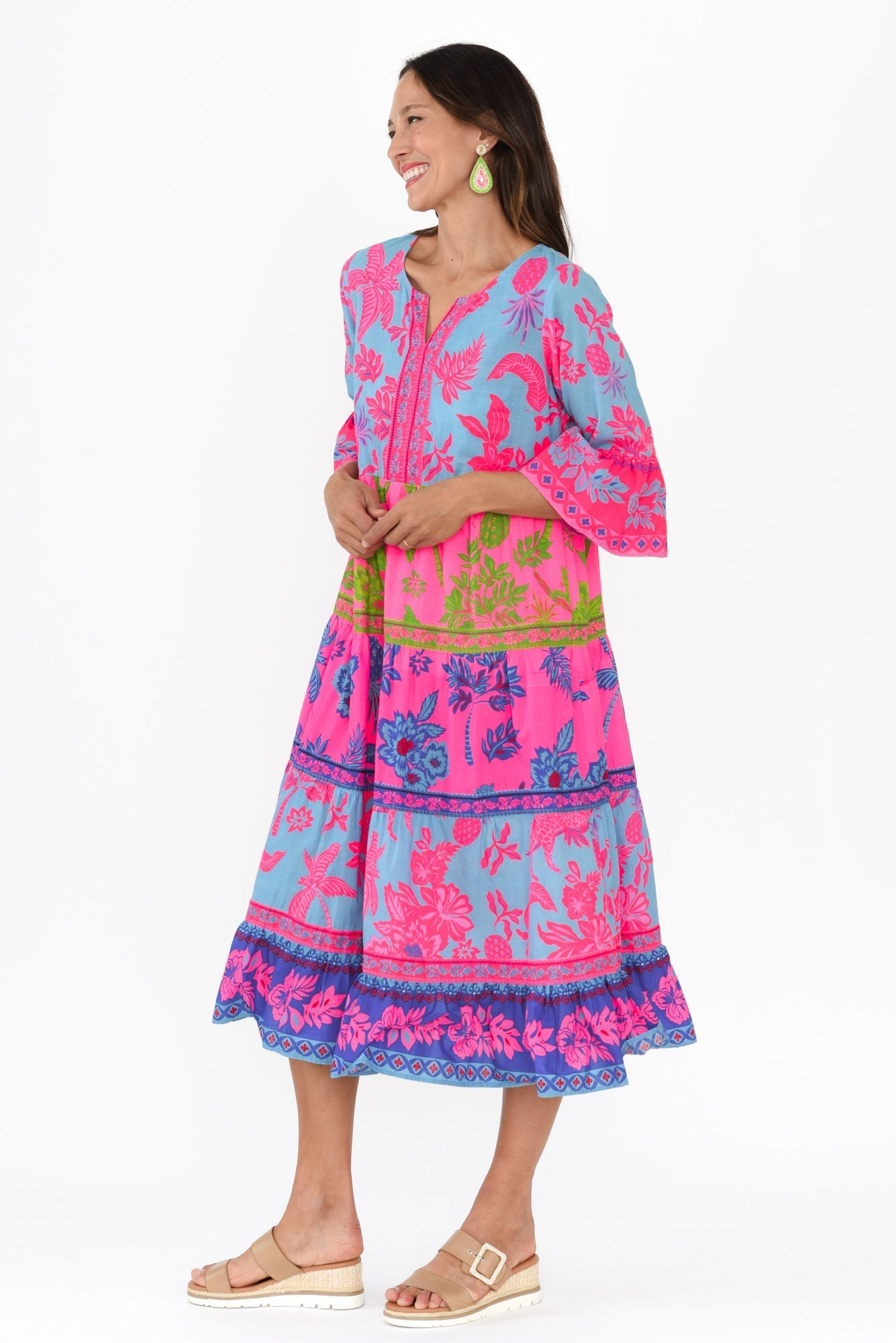 Samara Pink Pineapple Cotton Tier Dress