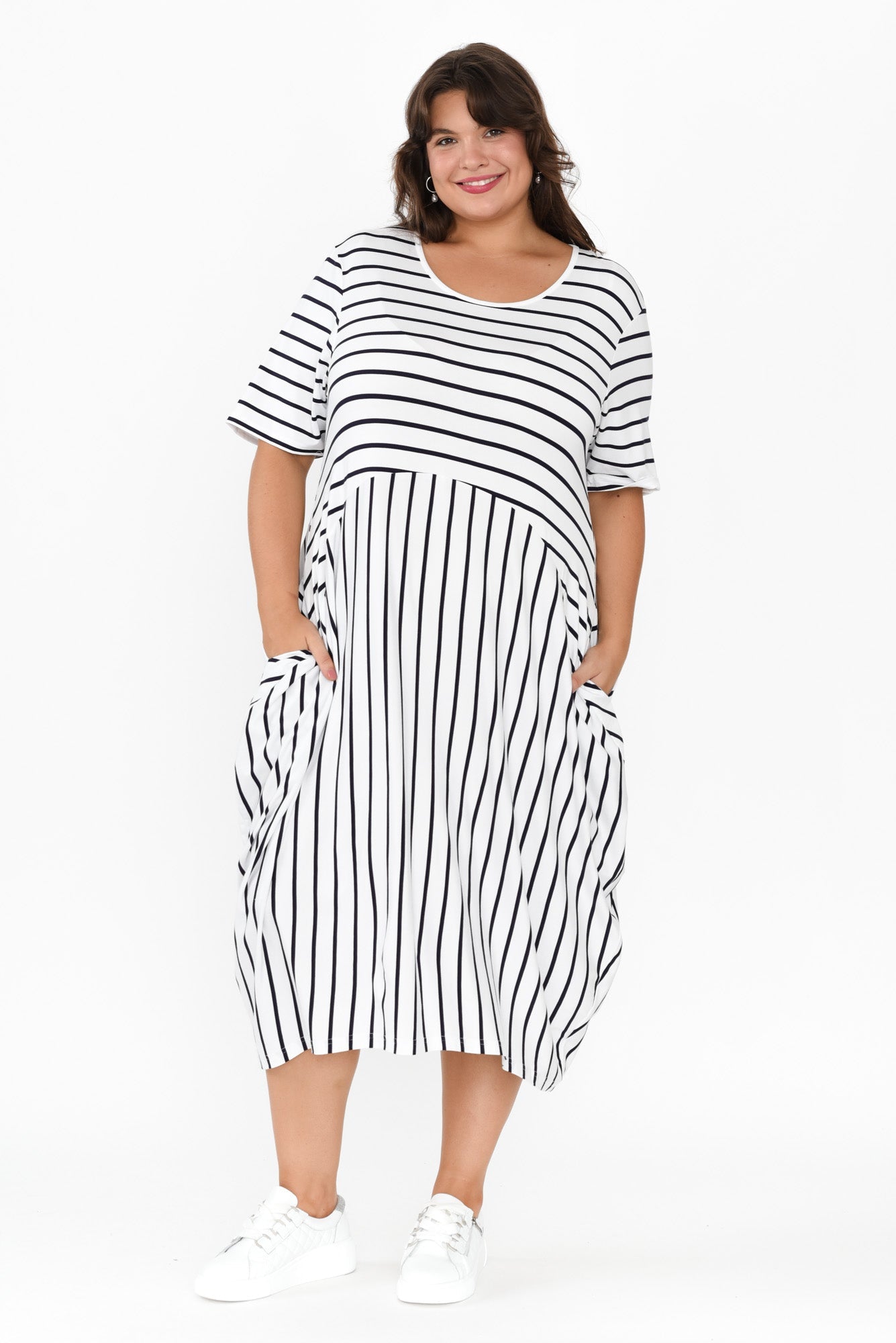 Samiya White Stripe Bamboo Dress