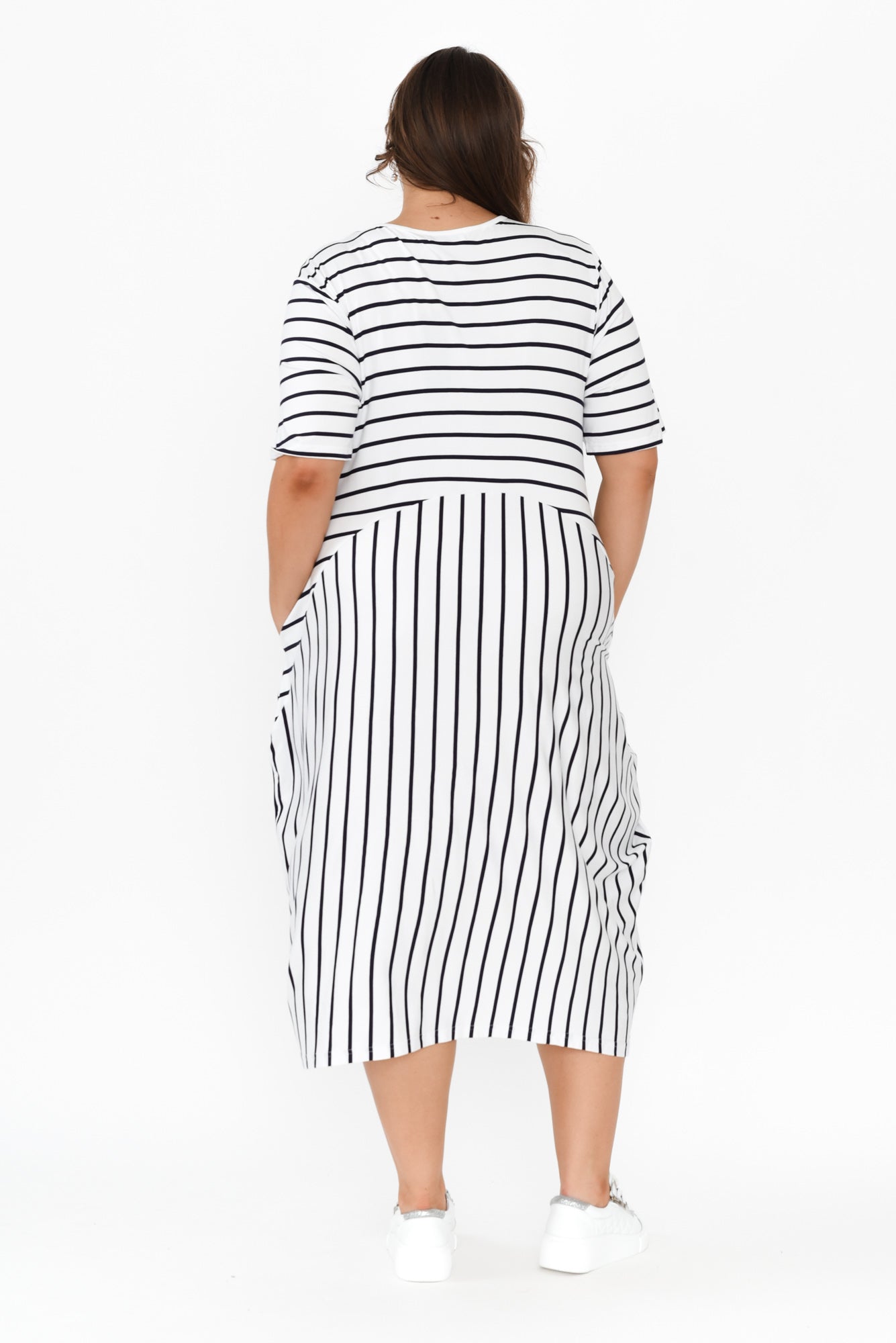 Samiya White Stripe Bamboo Dress