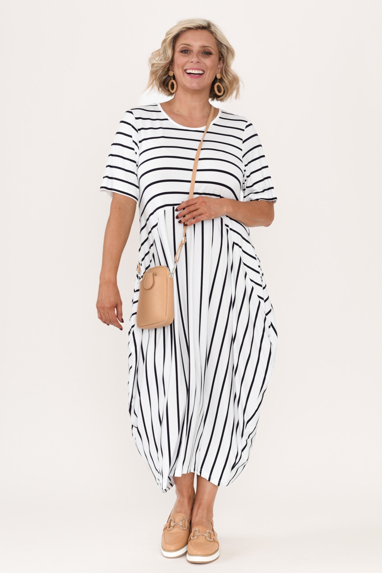 Samiya White Stripe Bamboo Dress
