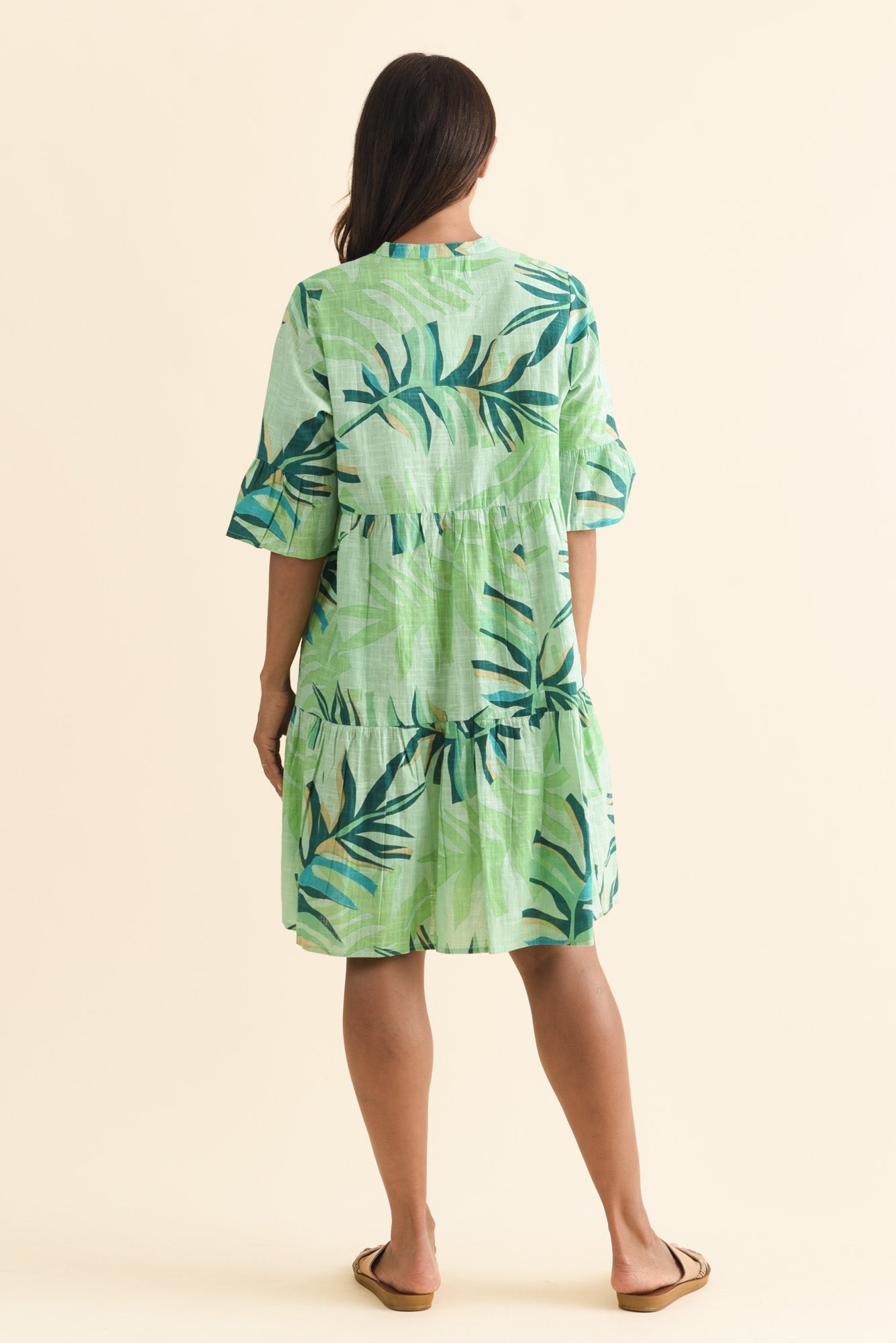 Senna Green Leaf Cotton Dress