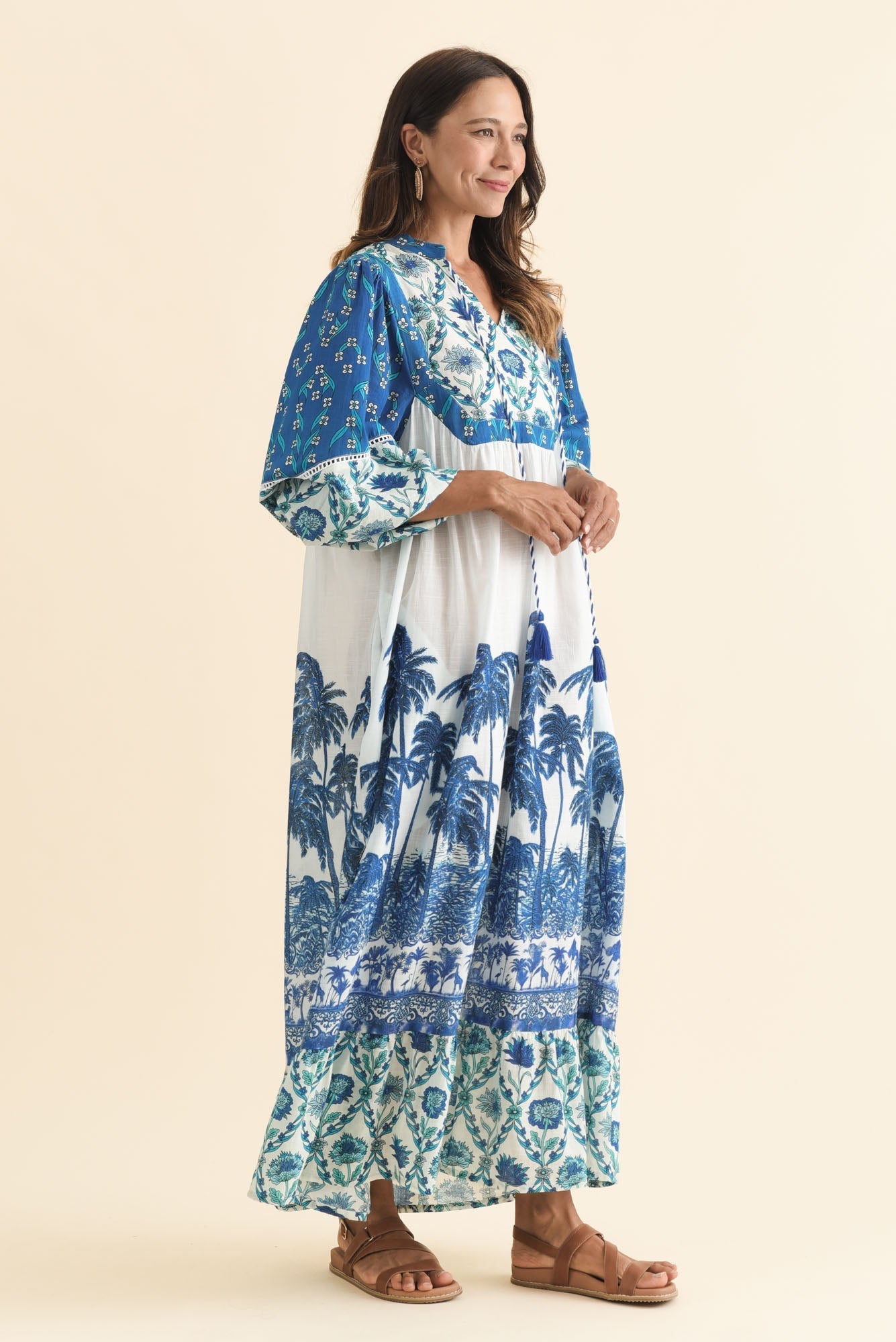 Shari Blue Tropical Cotton Dress