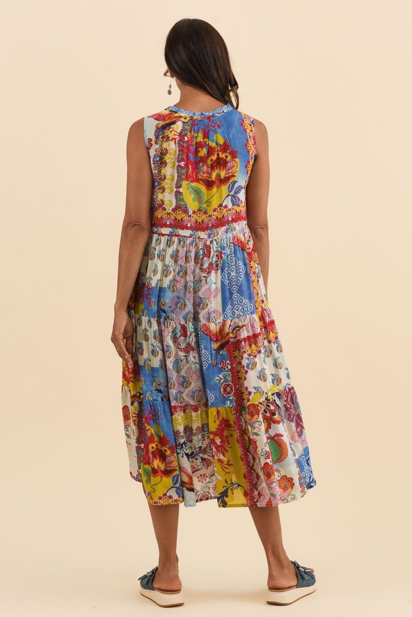 Shylo Red Patchwork Sleeveless Dress