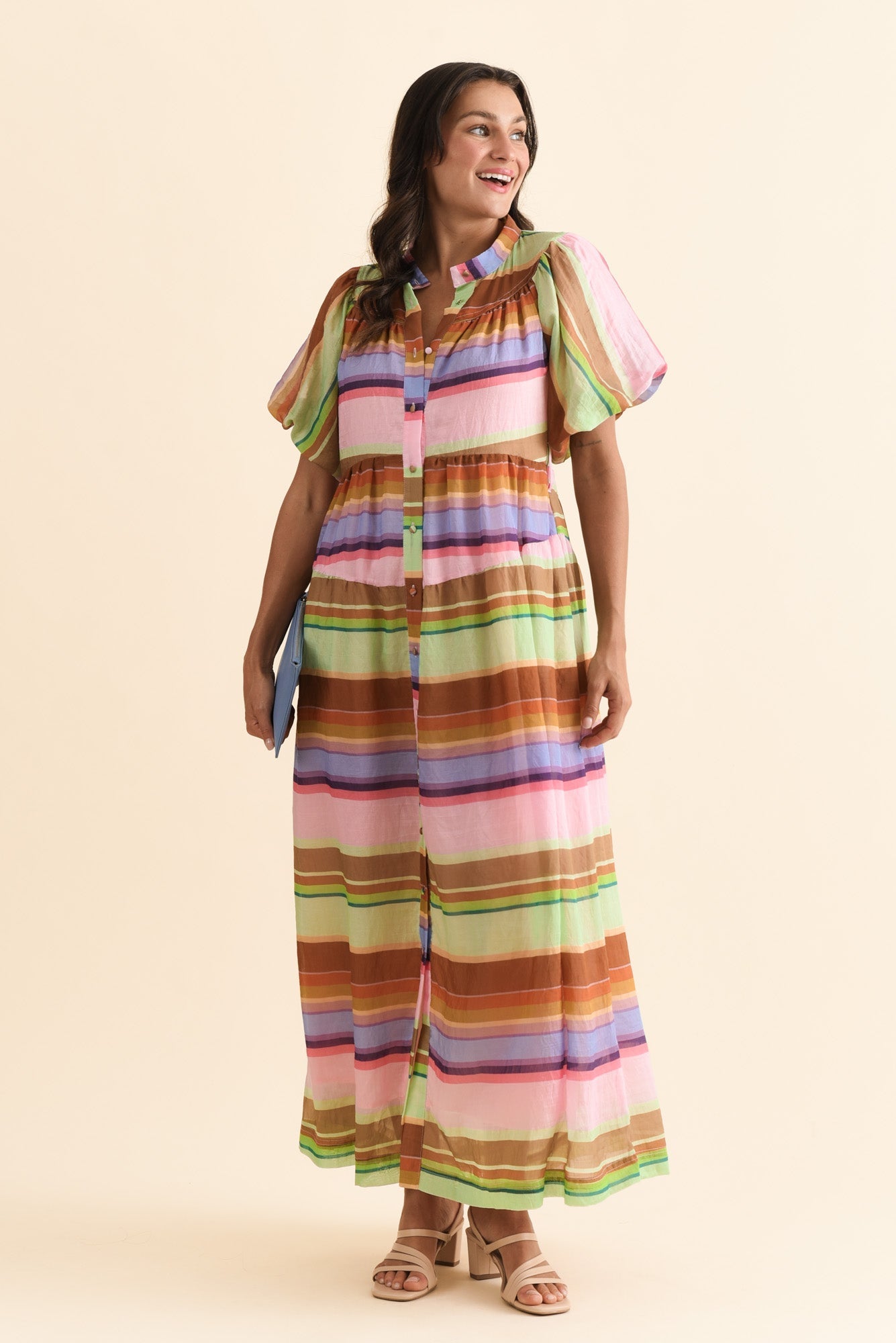 Siesta Pink Stripe Belted Dress