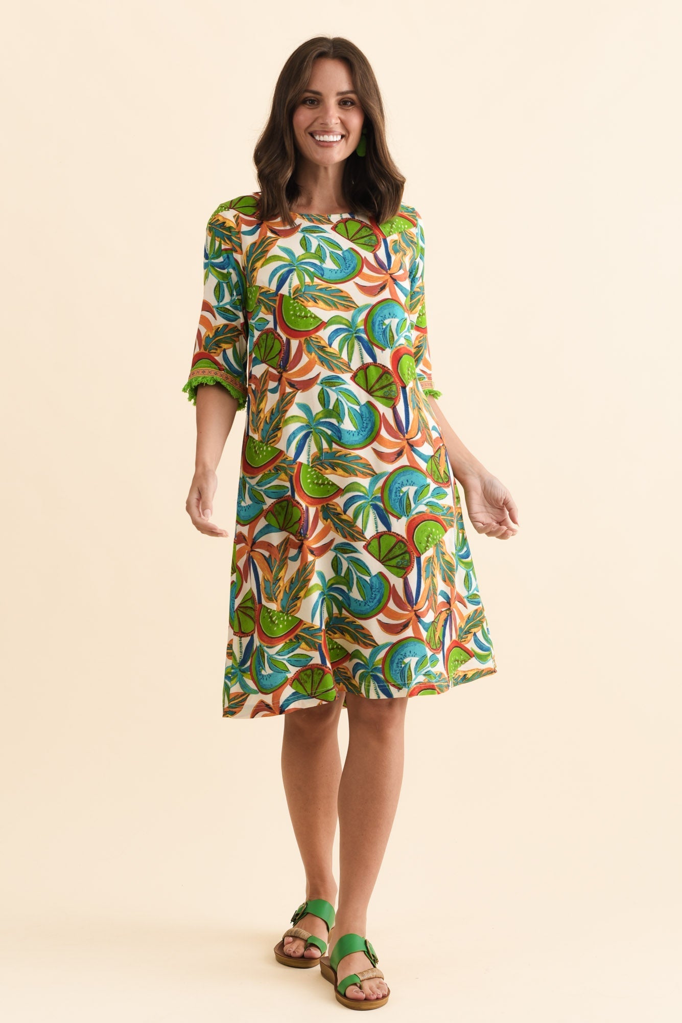 Solara Green Tropical Pocket Dress