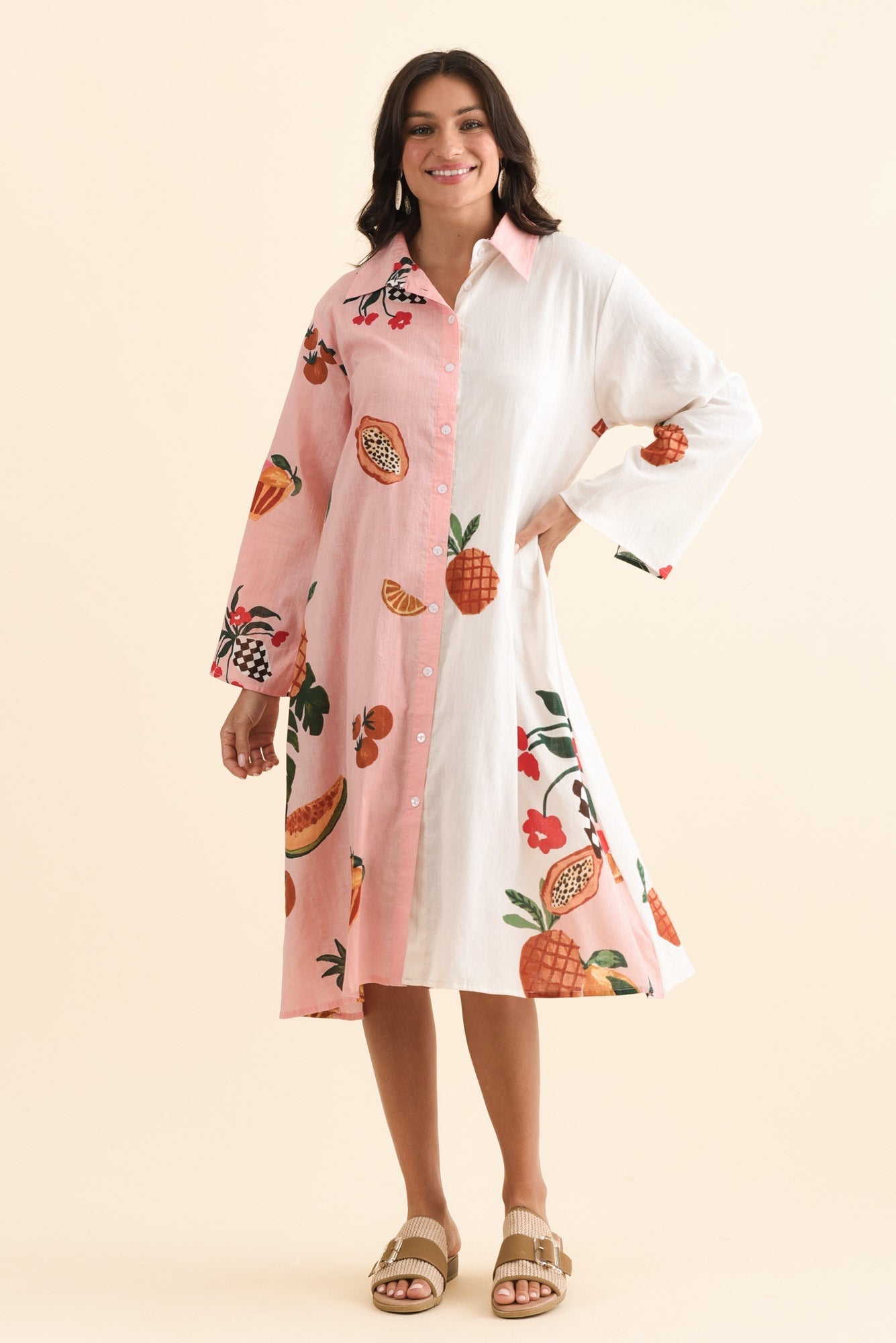 Stella Pink Fruity Cotton Shirt Dress
