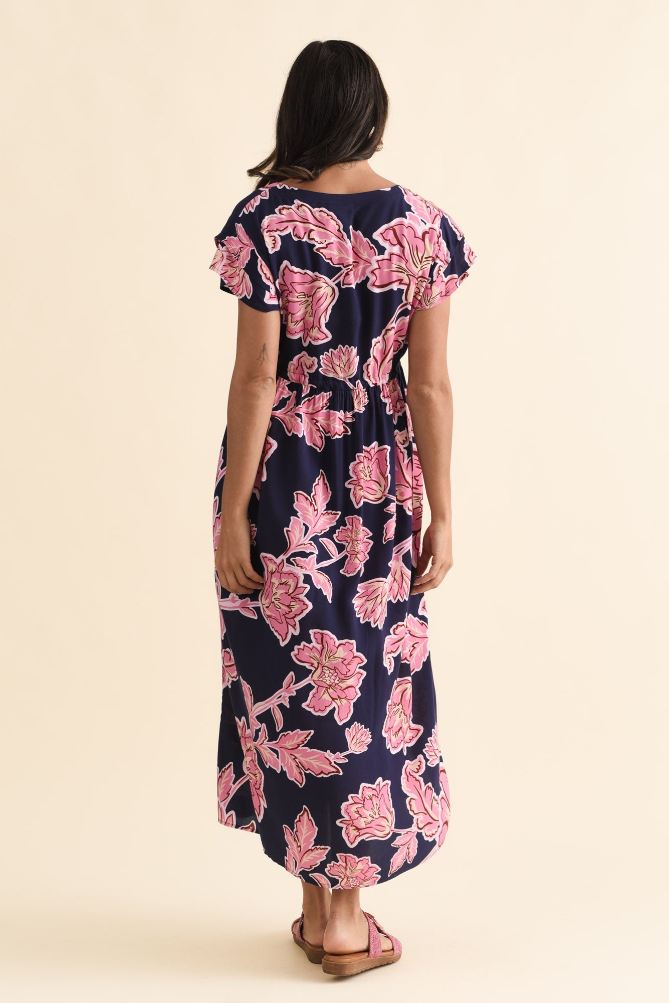 Suzette Navy Flower Midi Dress