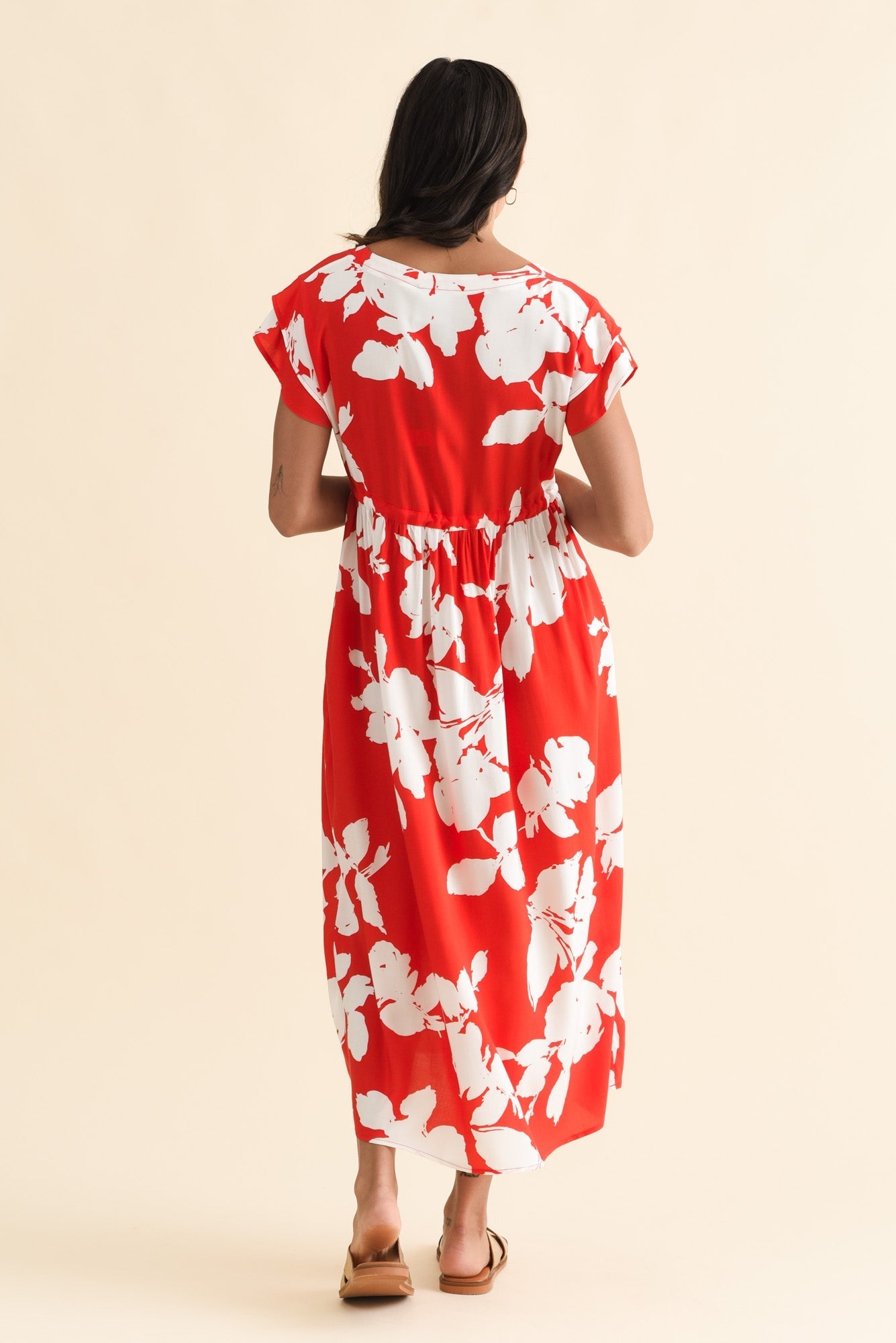 Suzette Red Abstract Midi Dress