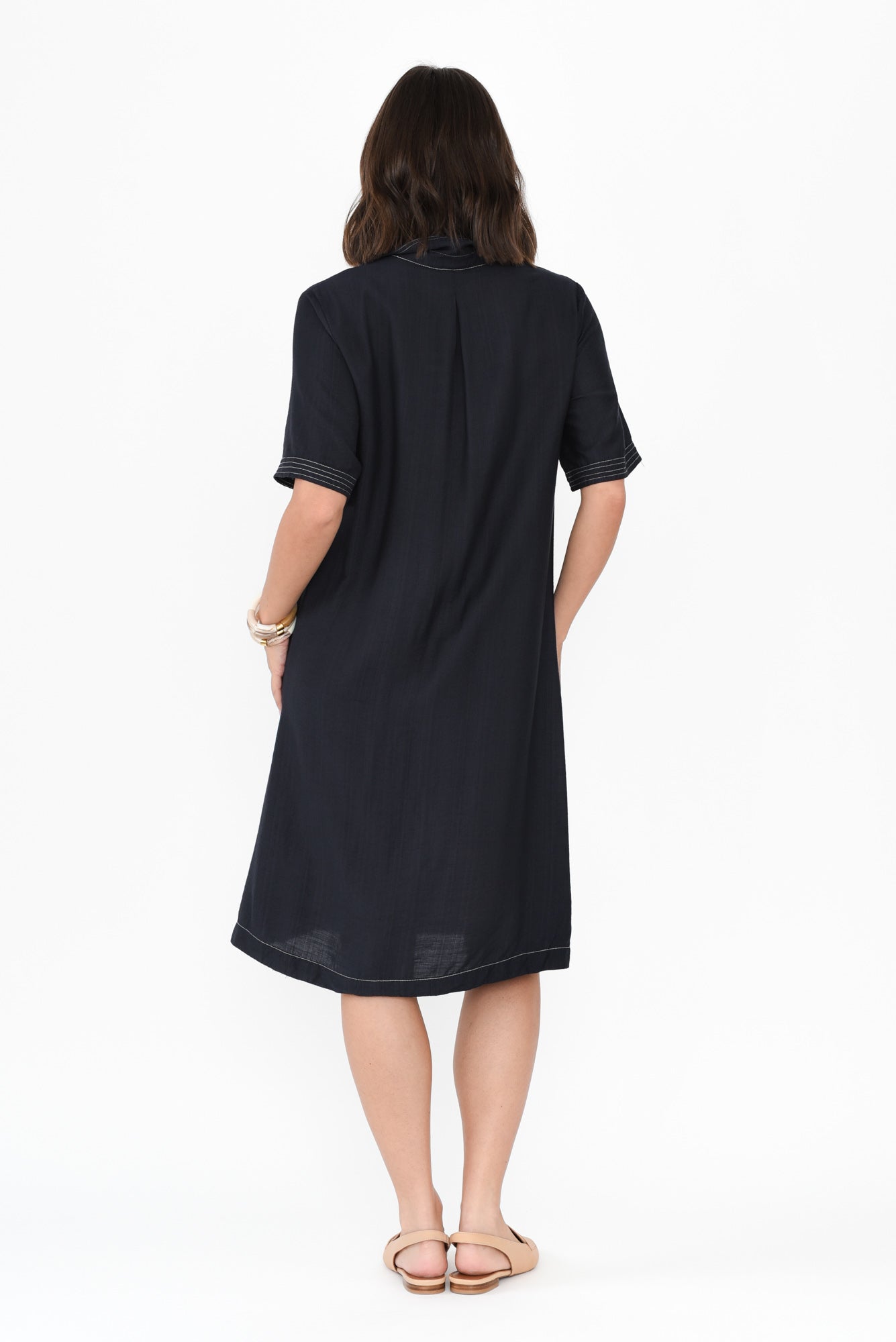 Tatiana Navy Contrast Collared Dress