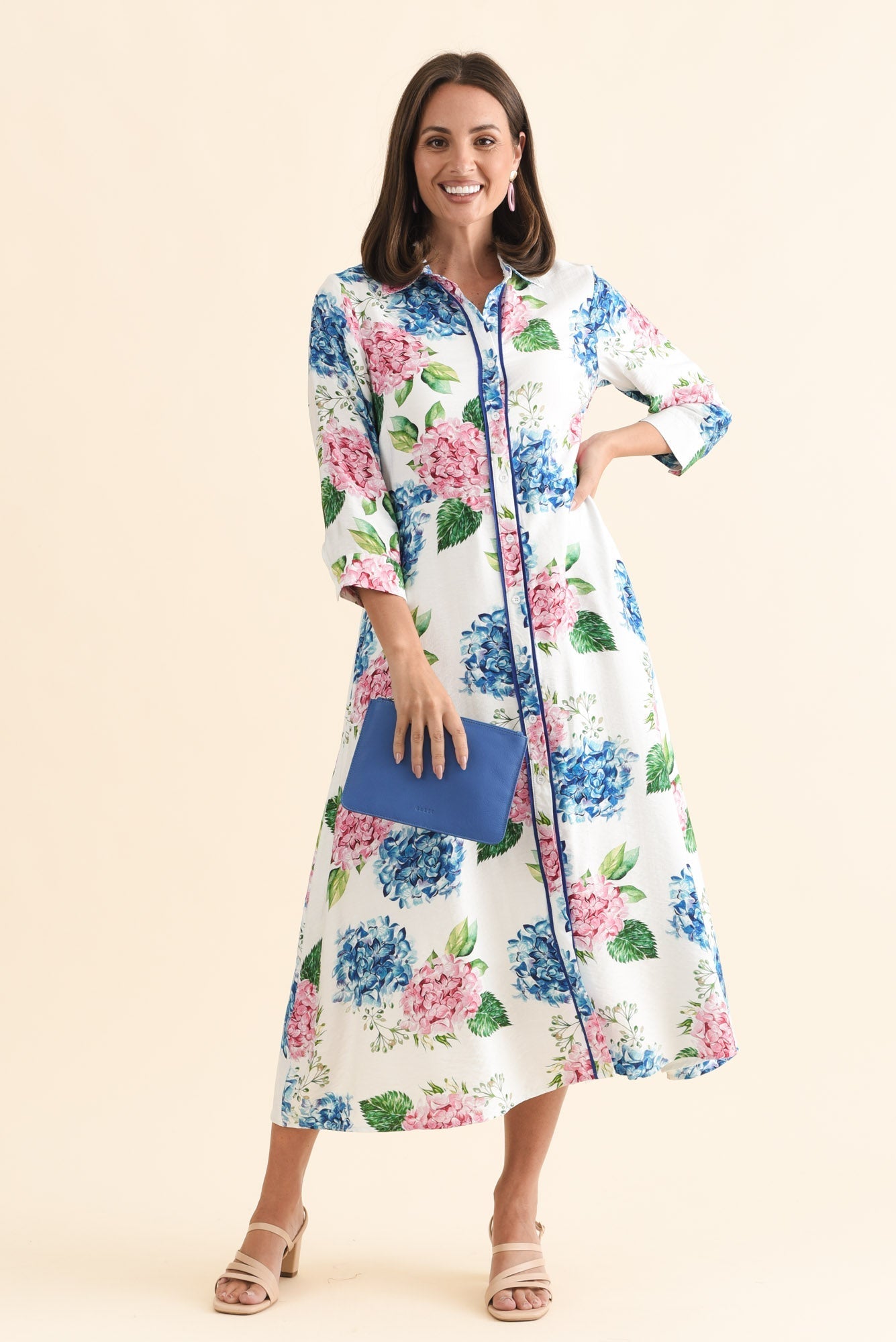 Taylah White Flower Linen Cotton Dress