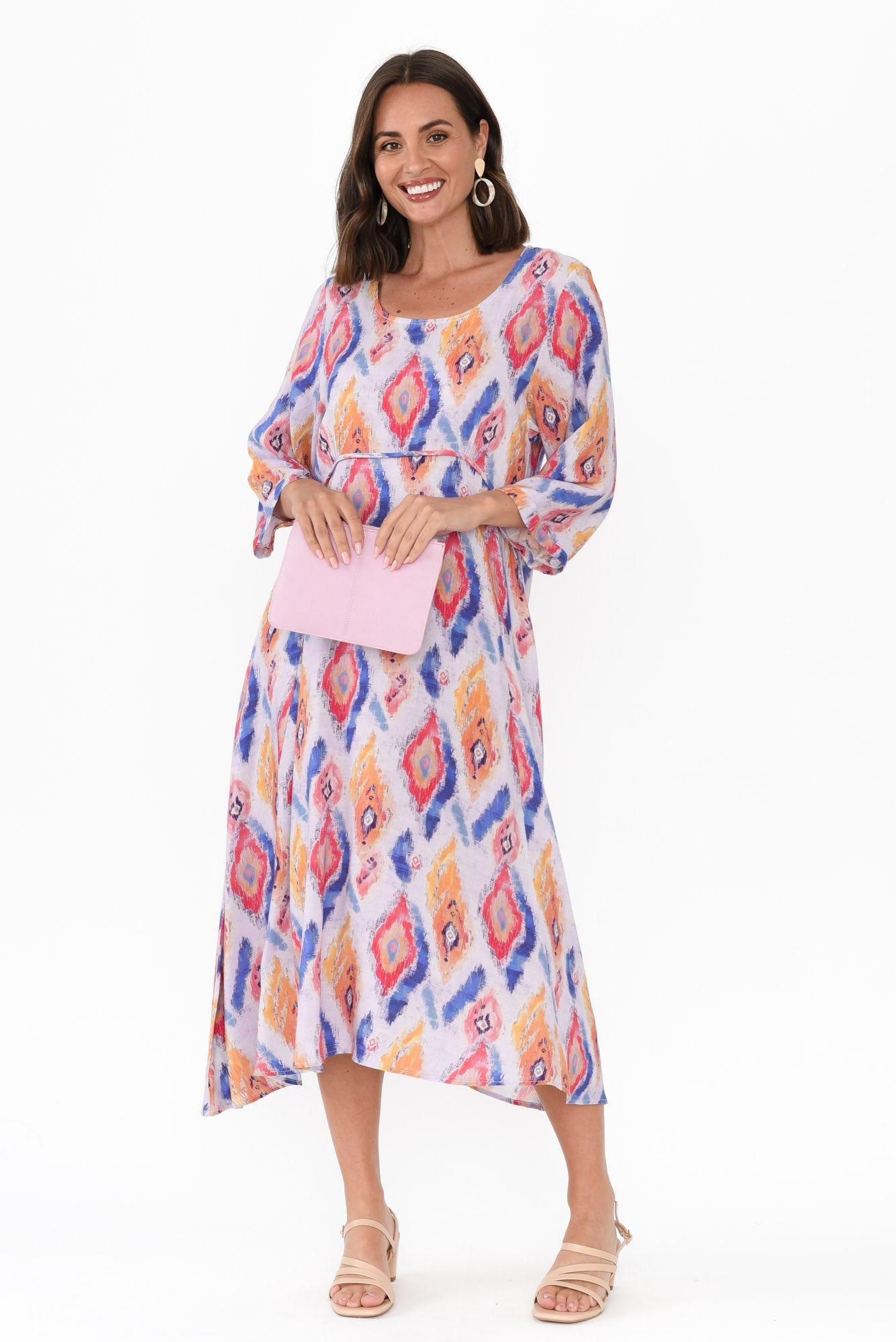 Teddy Blue Geo Sleeved Dress