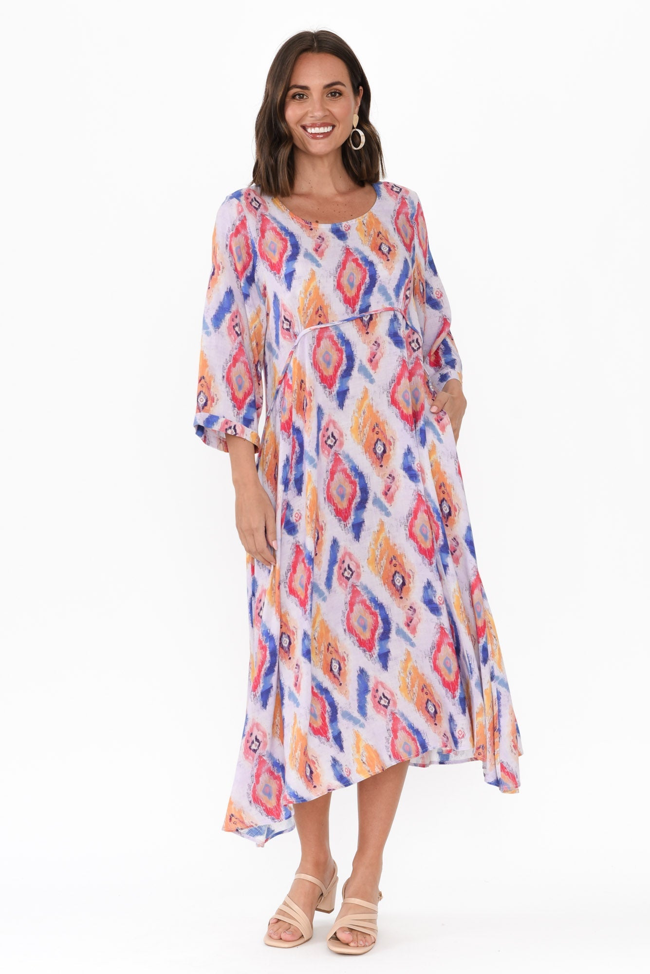 Teddy Blue Geo Sleeved Dress