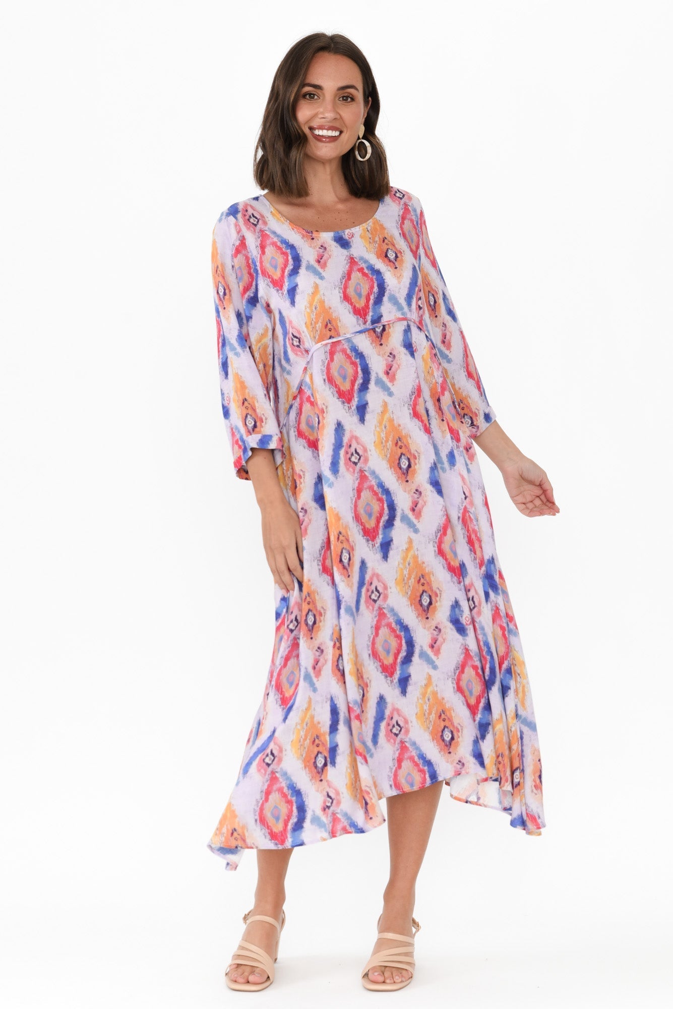 Teddy Blue Geo Sleeved Dress
