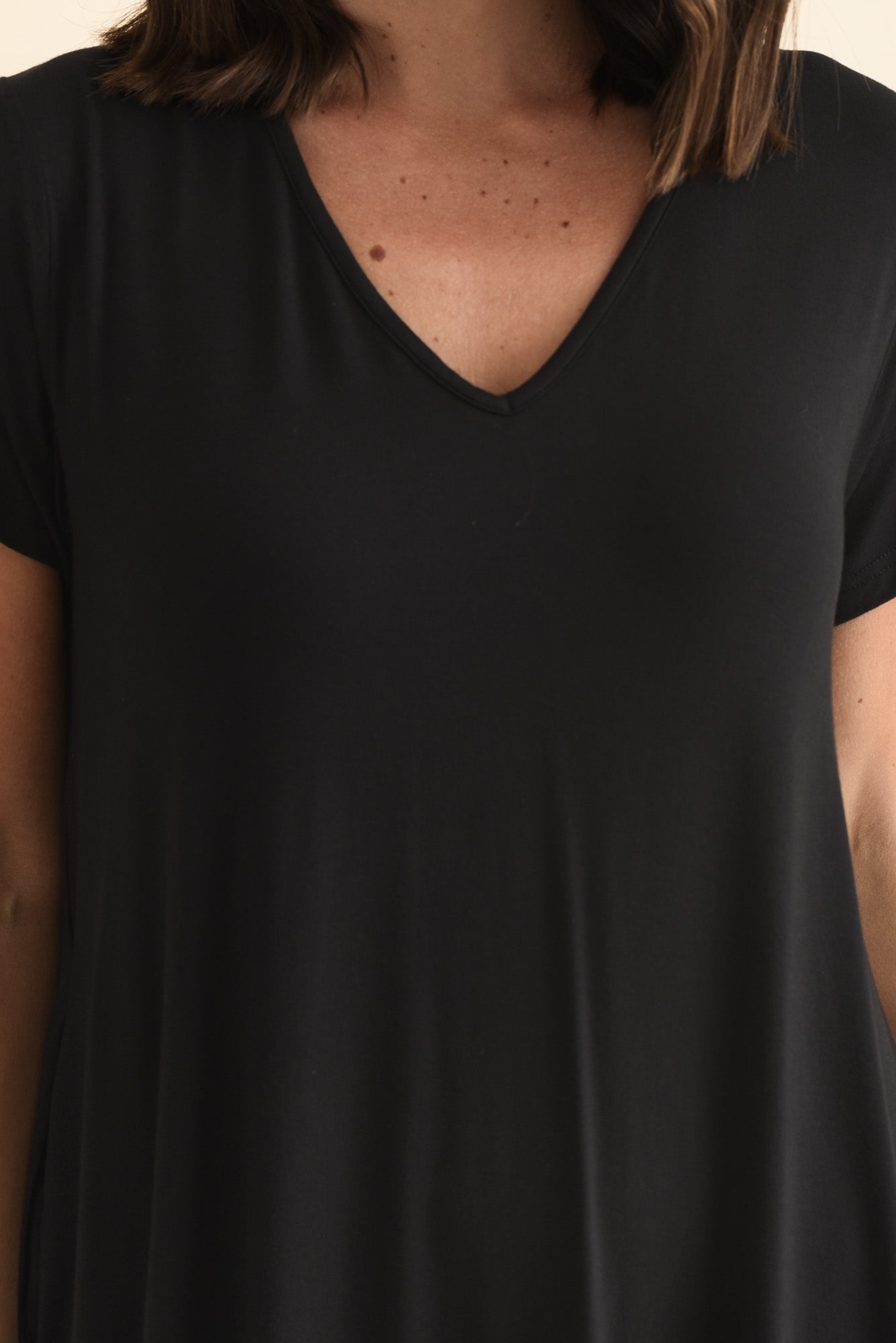 Tiffany Black Bamboo Tee Dress Full Length View