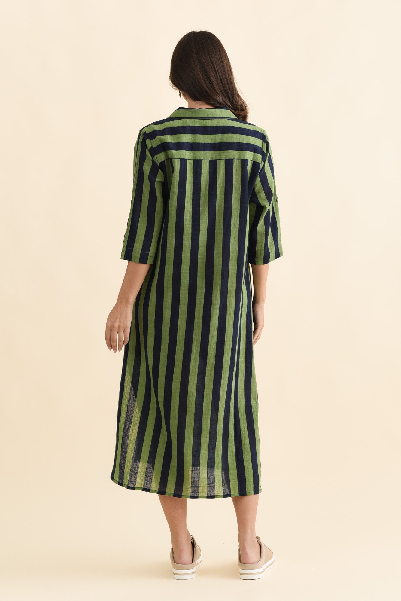 Tricia Indigo Stripe Cotton Shirt Dress