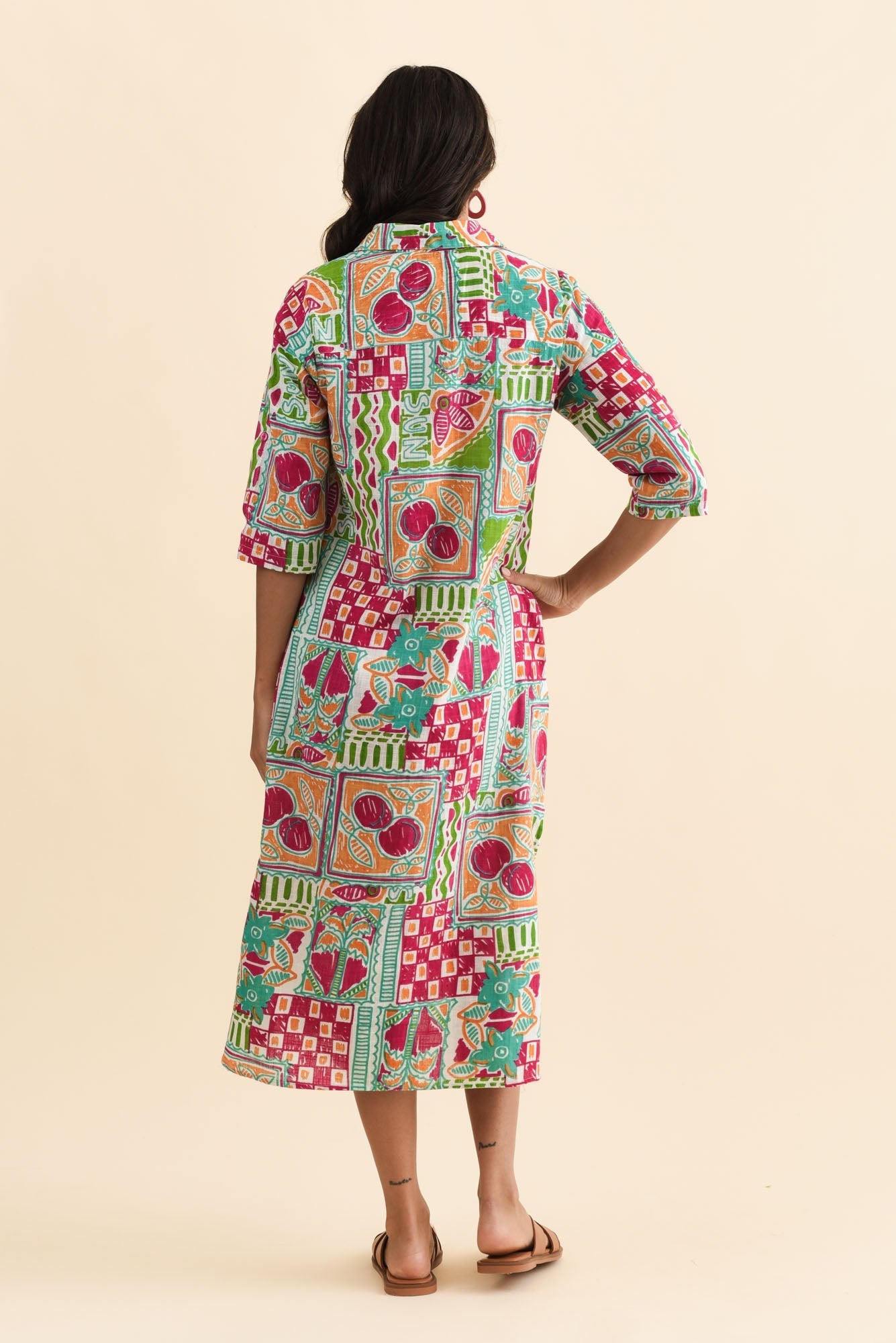 Tricia Green Tile Cotton Shirt Dress
