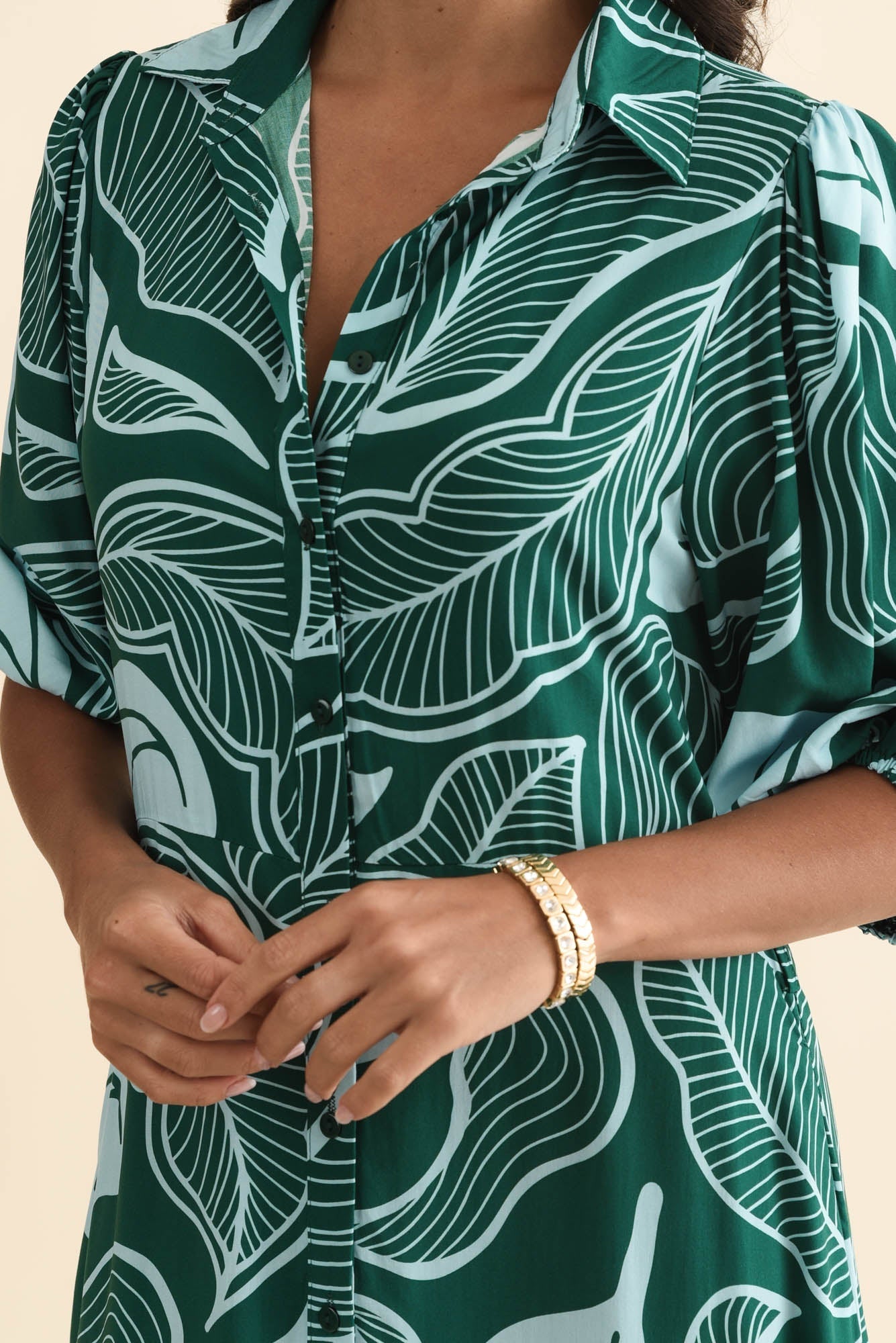 Trinity Green Leaf Tie Dress