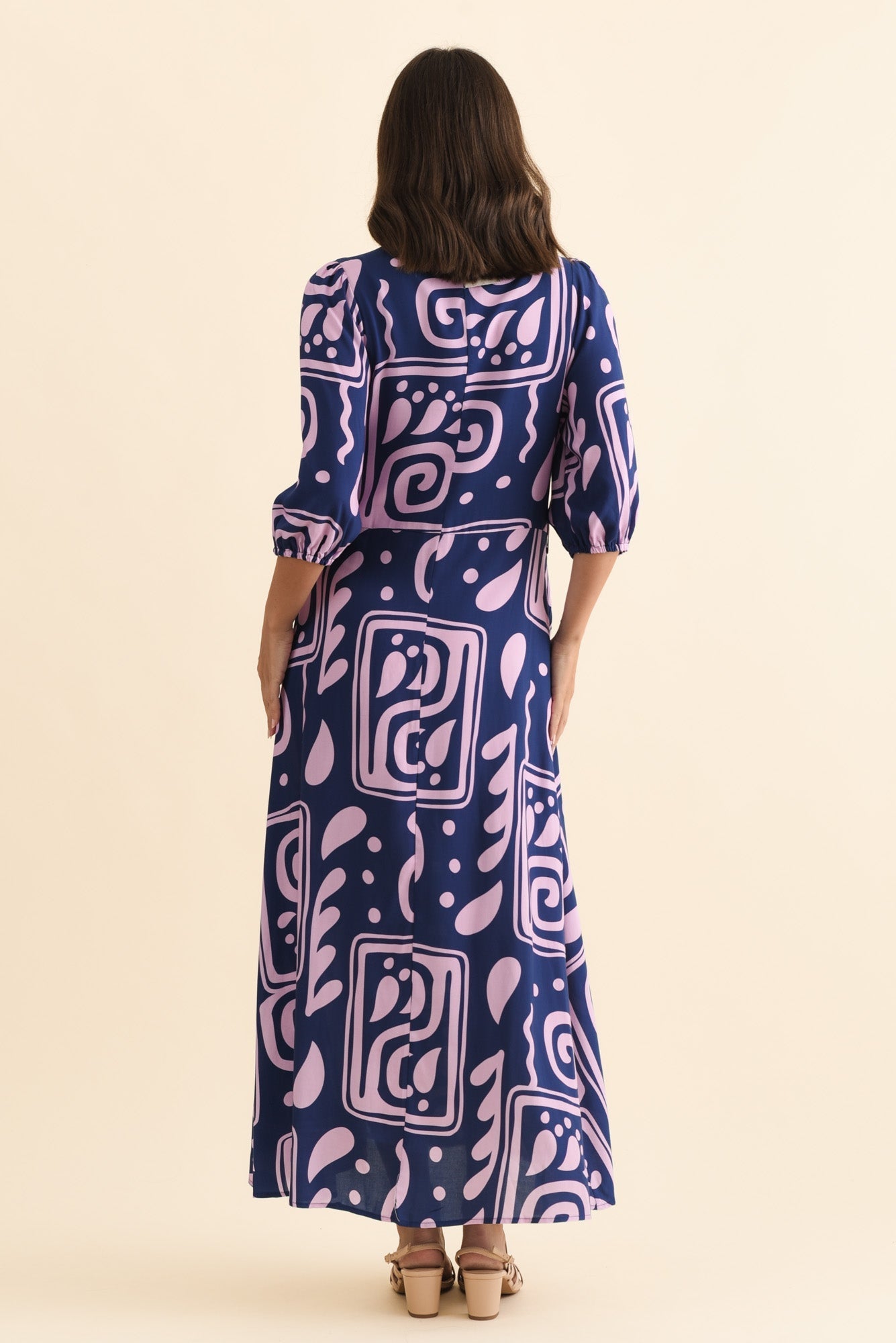 Trinity Navy Abstract Tie Dress