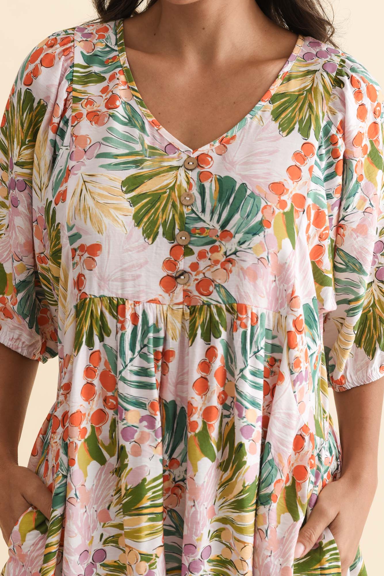 Troyanne Pink Jungle Midi Dress