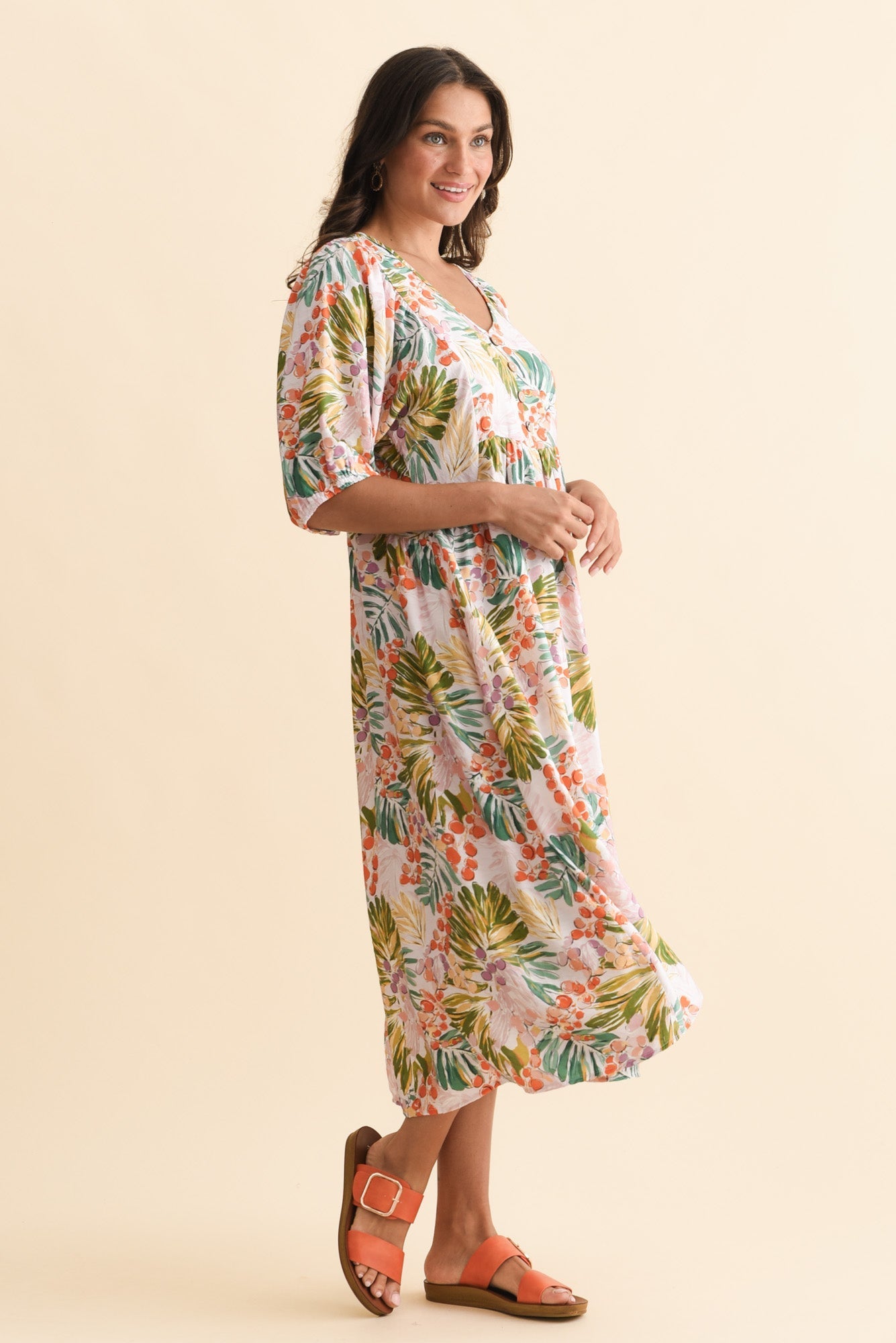 Troyanne Pink Jungle Midi Dress