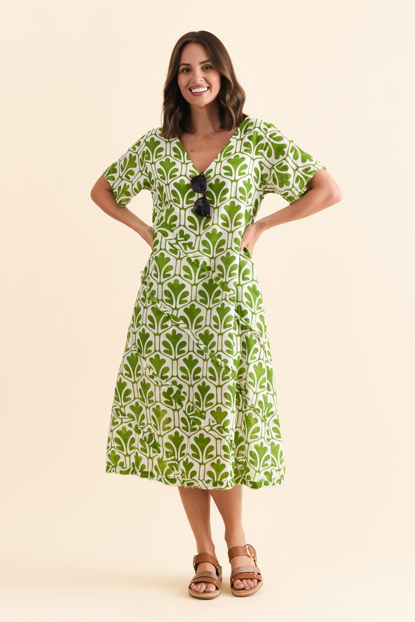 Vanessa Green Abstract Diagonal Seam Dress