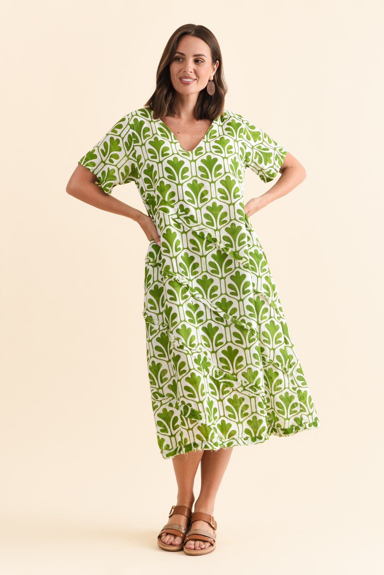 Vanessa Green Abstract Diagonal Seam Dress
