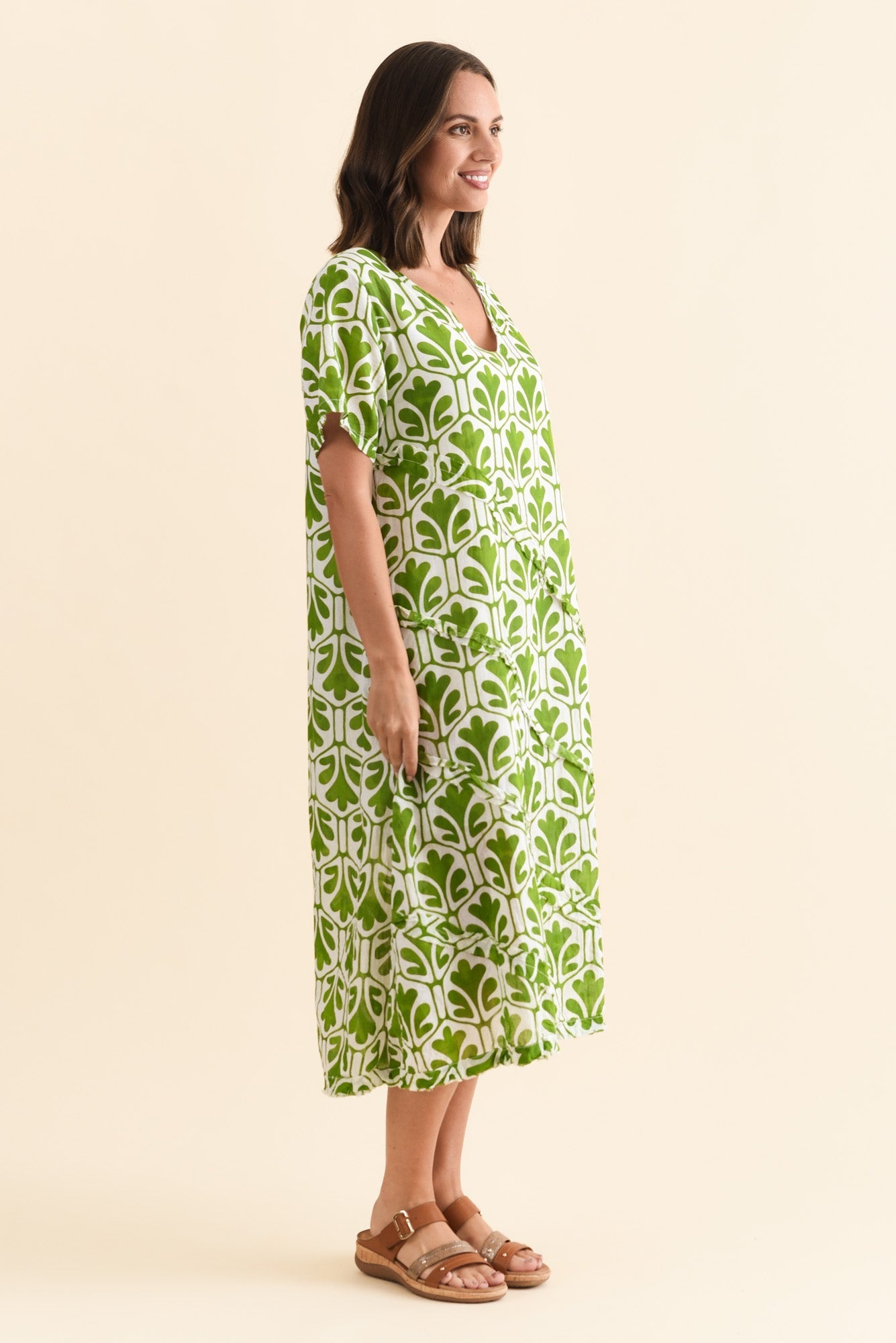 Vanessa Green Abstract Diagonal Seam Dress