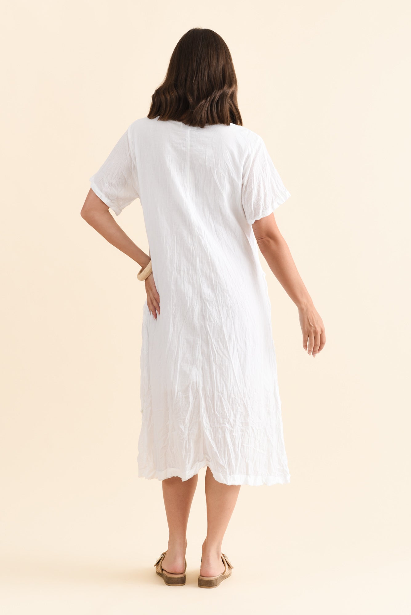 Vanessa White Diagonal Seam Dress