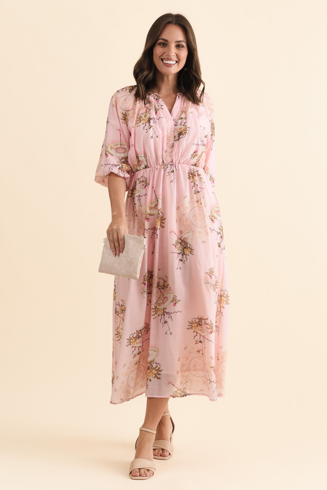 Vinette Pink Garden Cotton Tie Dress