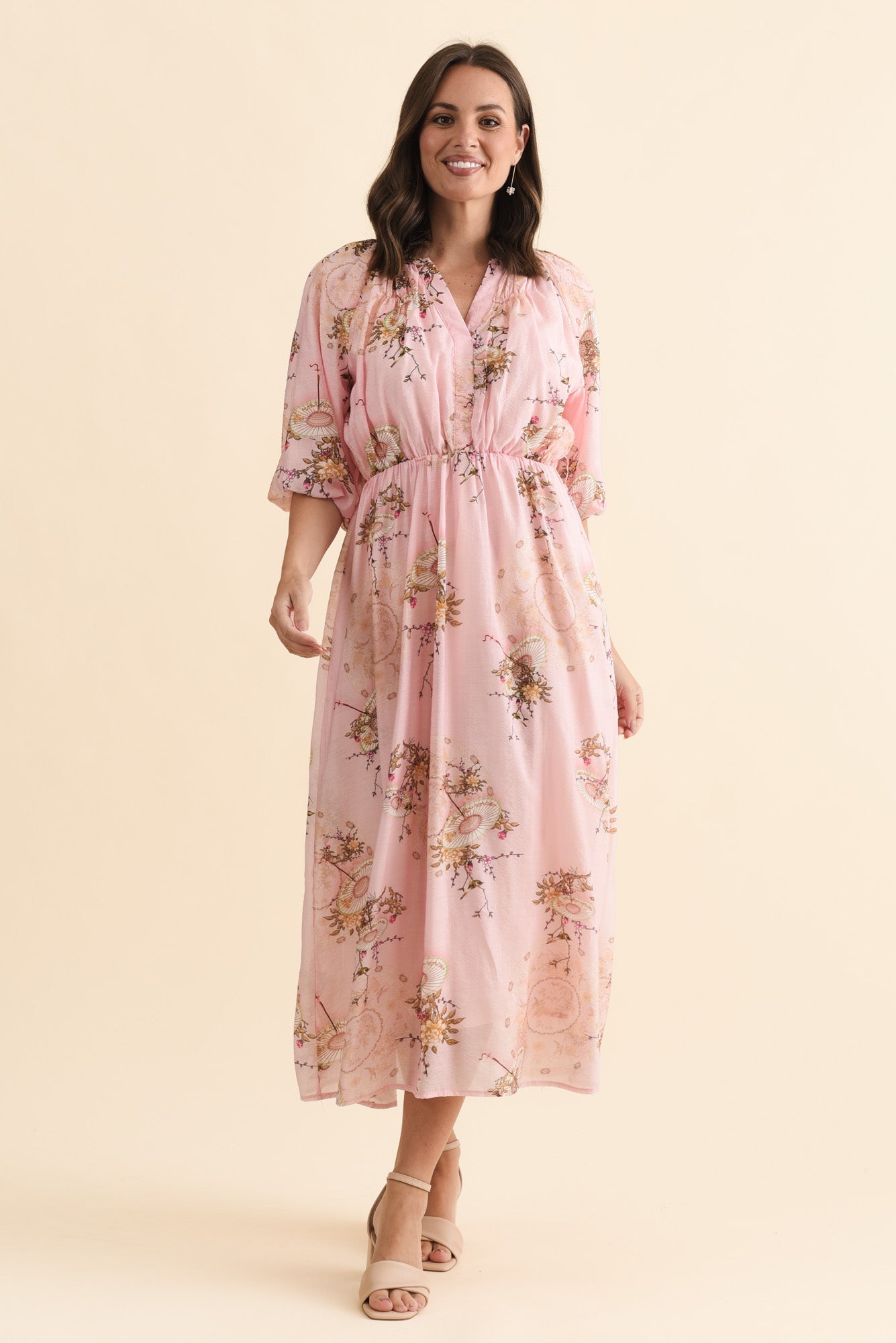 Vinette Pink Garden Cotton Tie Dress
