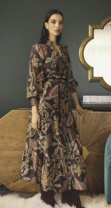 Wanderlust Dark Tropique Cotton Silk Pearl Dress