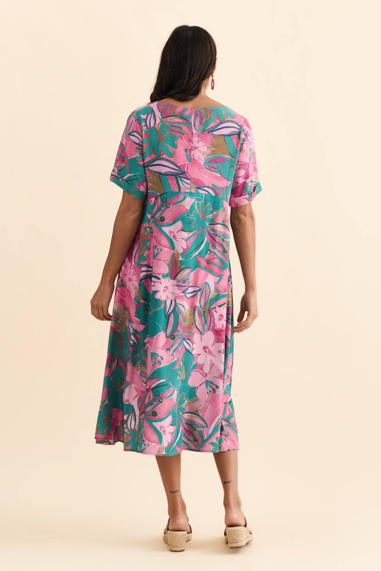 Zaelia Pink Floral Crescent Dress