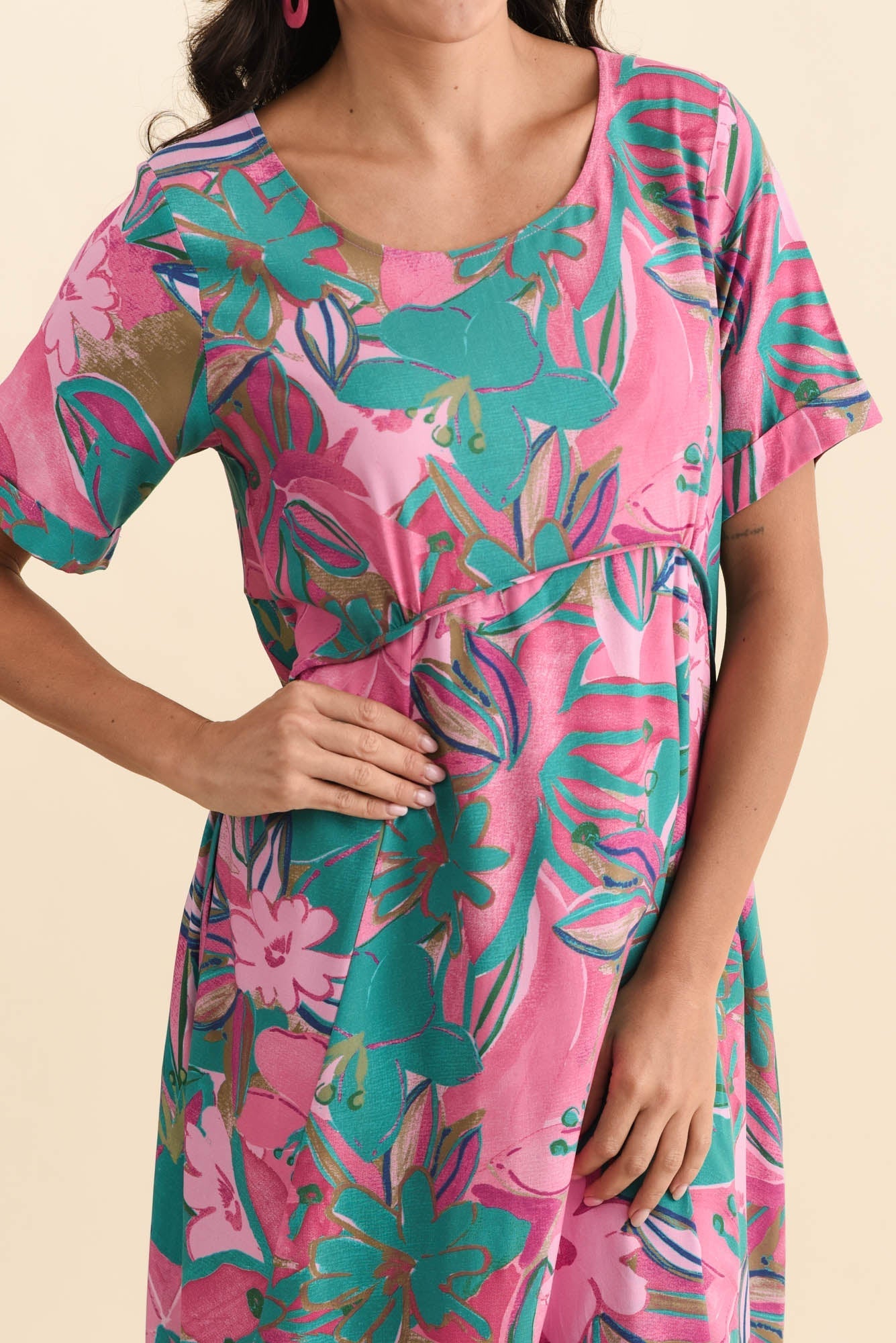 Zaelia Pink Floral Crescent Dress