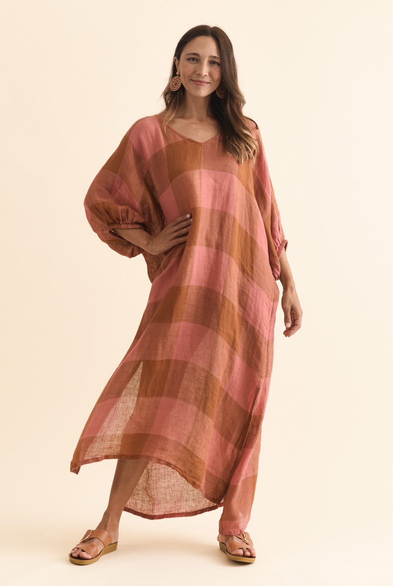 Marcel Orange Check Linen Dress