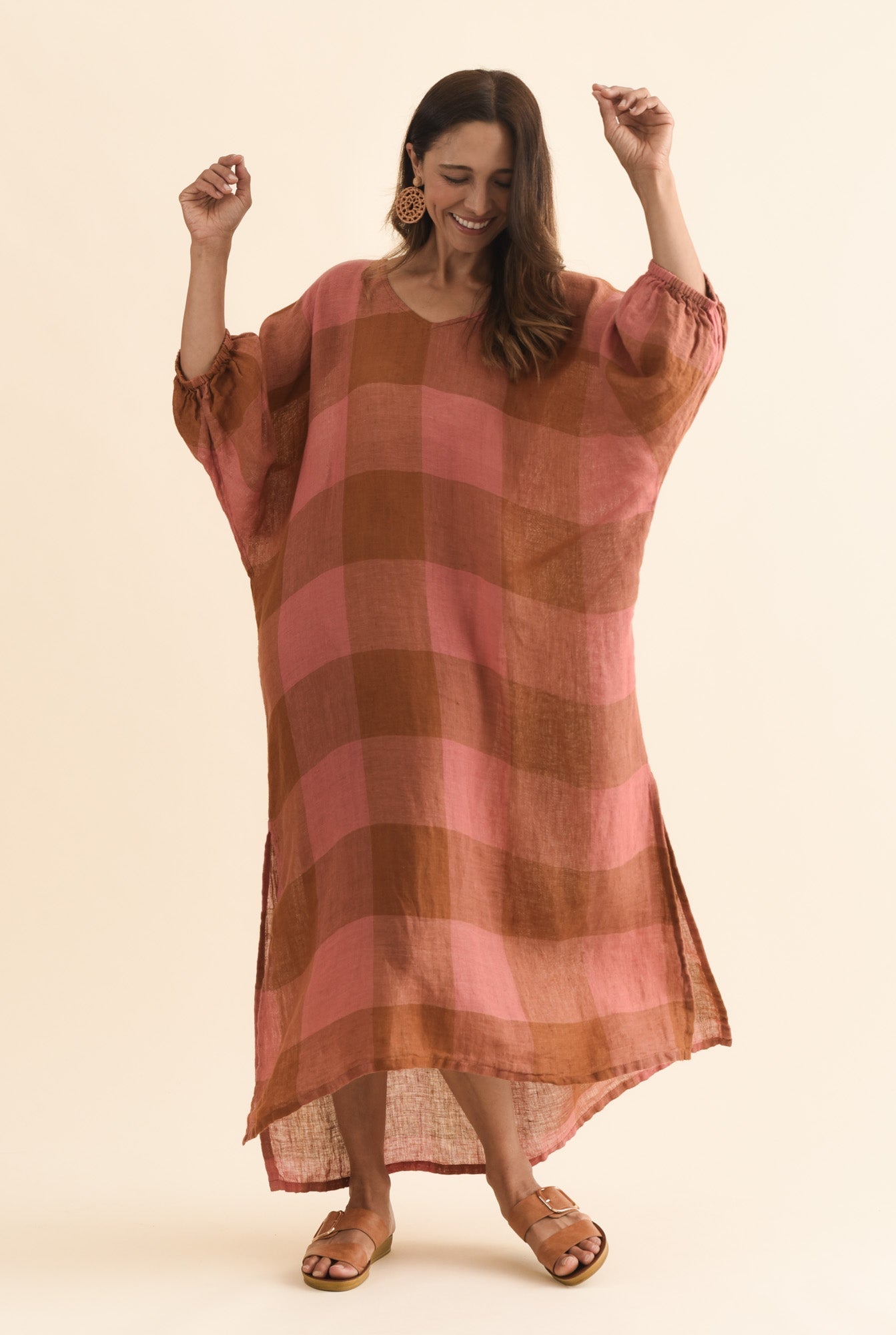 Marcel Orange Check Linen Dress